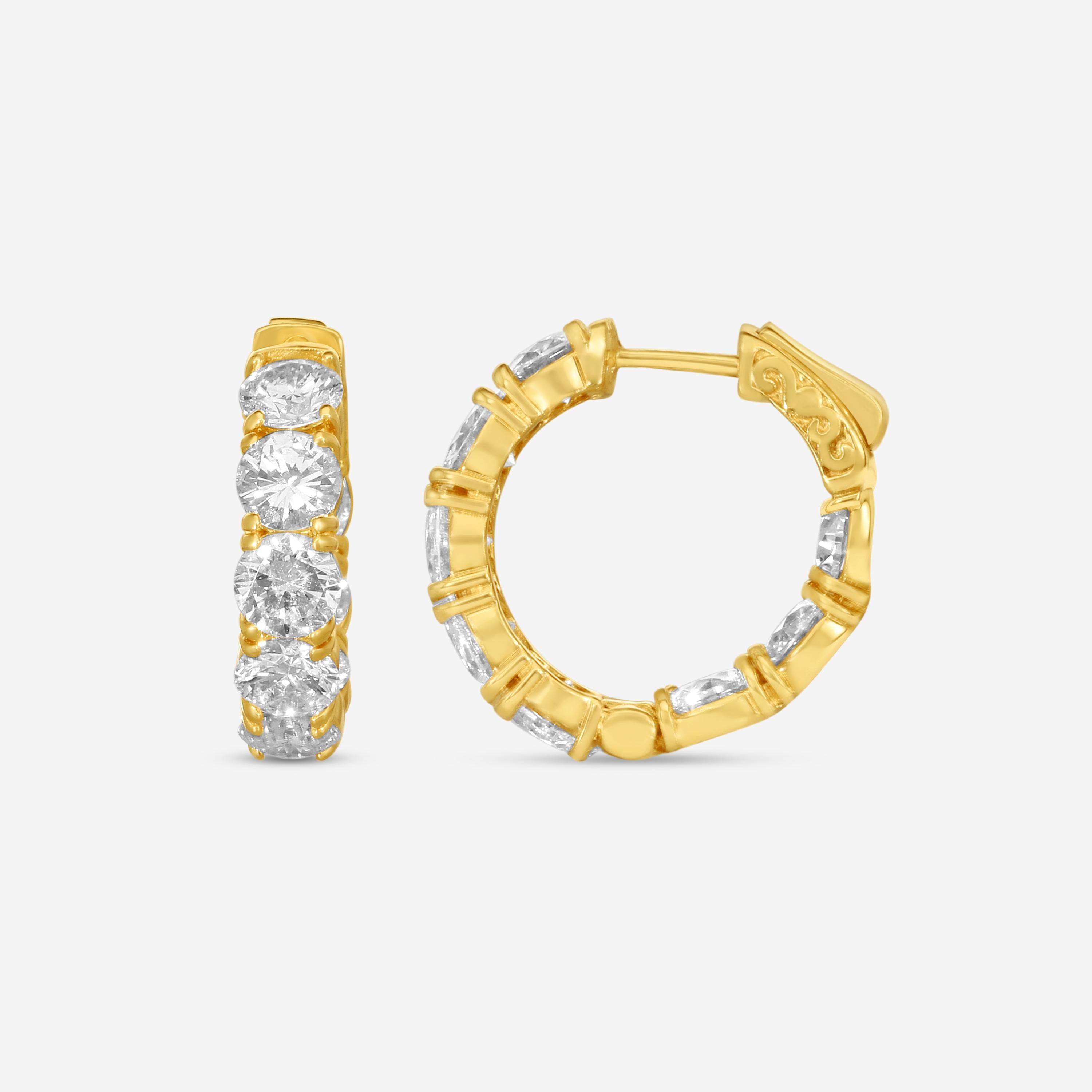 Diana M. Jewels 18K Yellow Gold Diamond Inside-Out Hoop Earrings DEA2301 — view 3