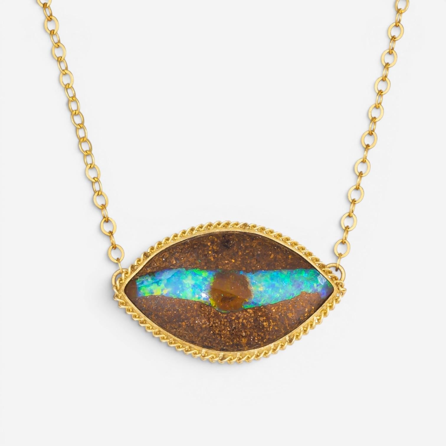 Amáli One of a Kind 18K Yellow Gold Opalized Wood Pendant Necklace N-2977-OPW