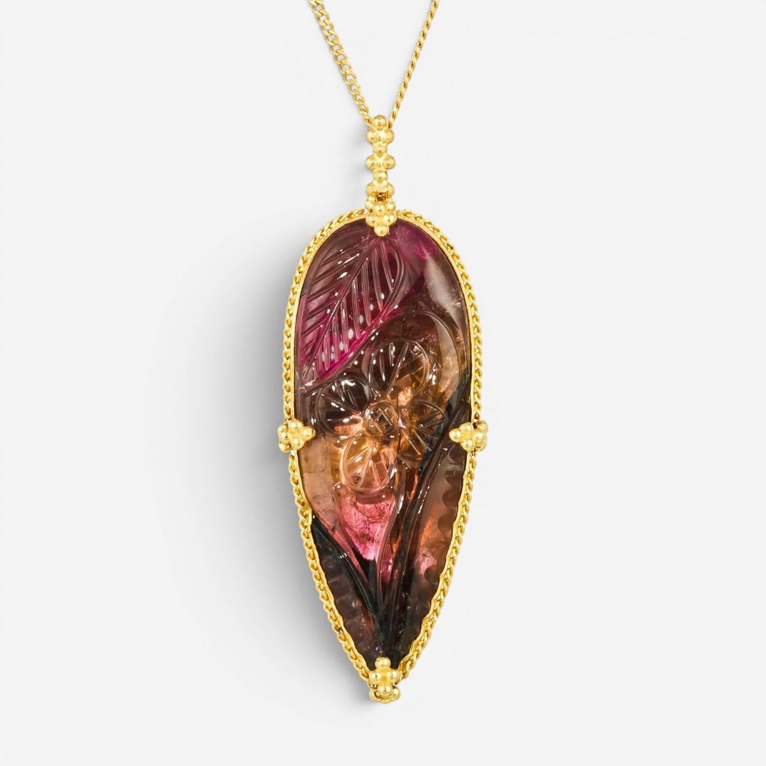 Amáli One of a Kind 18K Yellow Gold Tourmaline Pendant Necklace N-2717-TOUR
