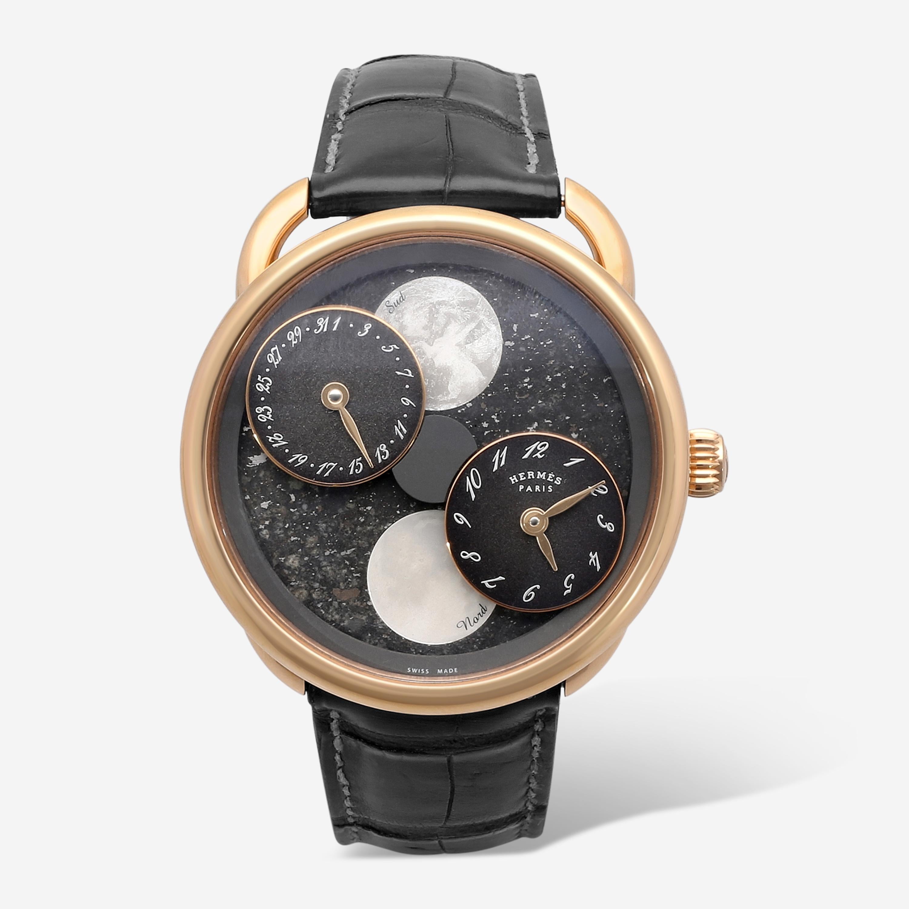 Hermès Arceau L'Heure De La Lune LE 18K Rose Gold Automatic Men's Watch AR1.8701
