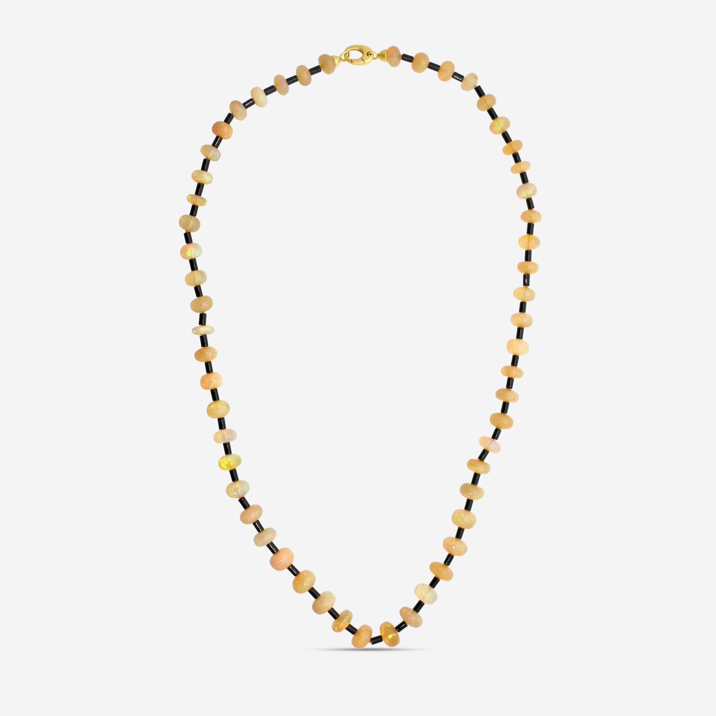 Goshwara 18K Yellow Gold Opal & Onyx Limited Edition Necklace JN0328-OPOXY20