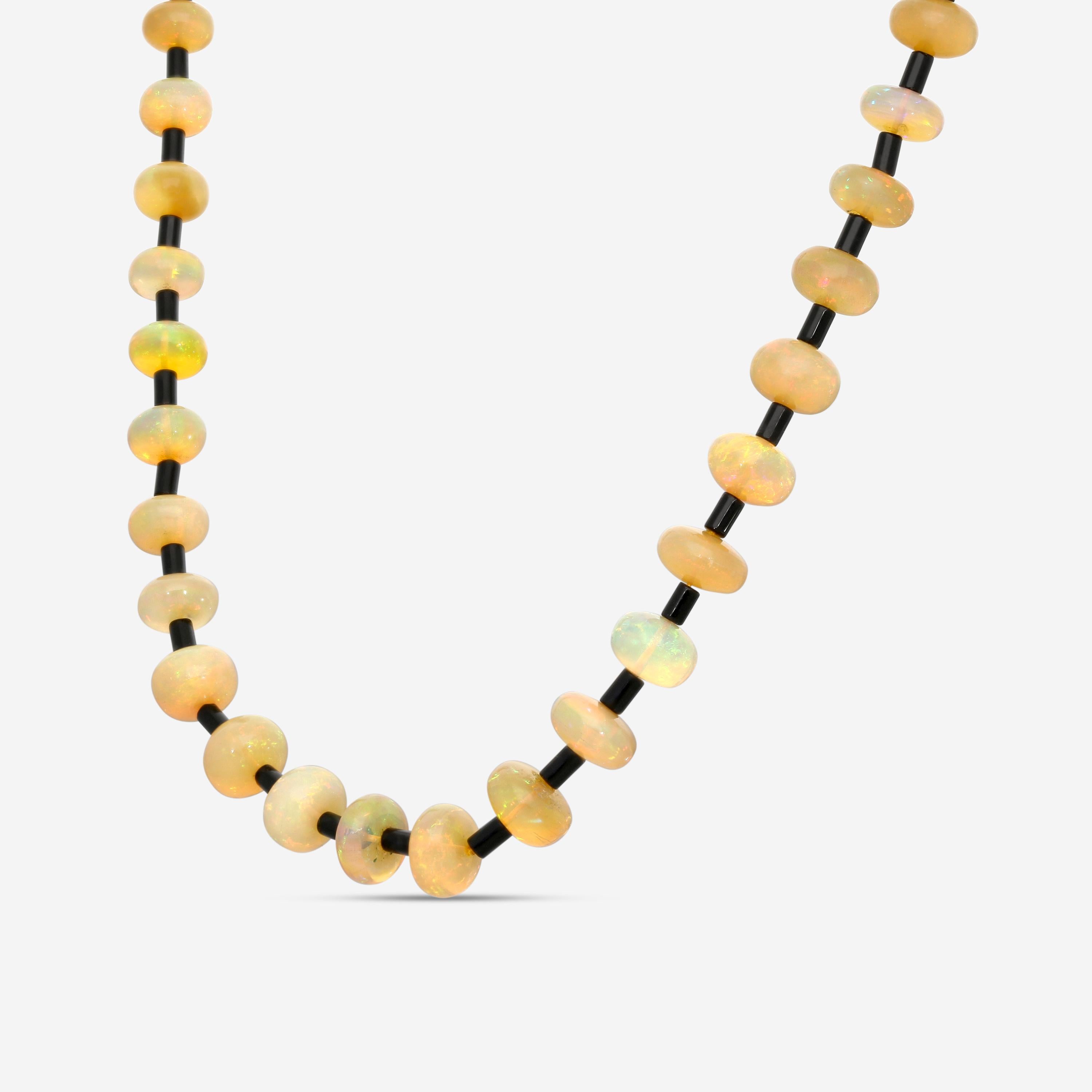 Goshwara 18K Yellow Gold Opal & Onyx Limited Edition Necklace JN0328-OPOXY20 — view 2