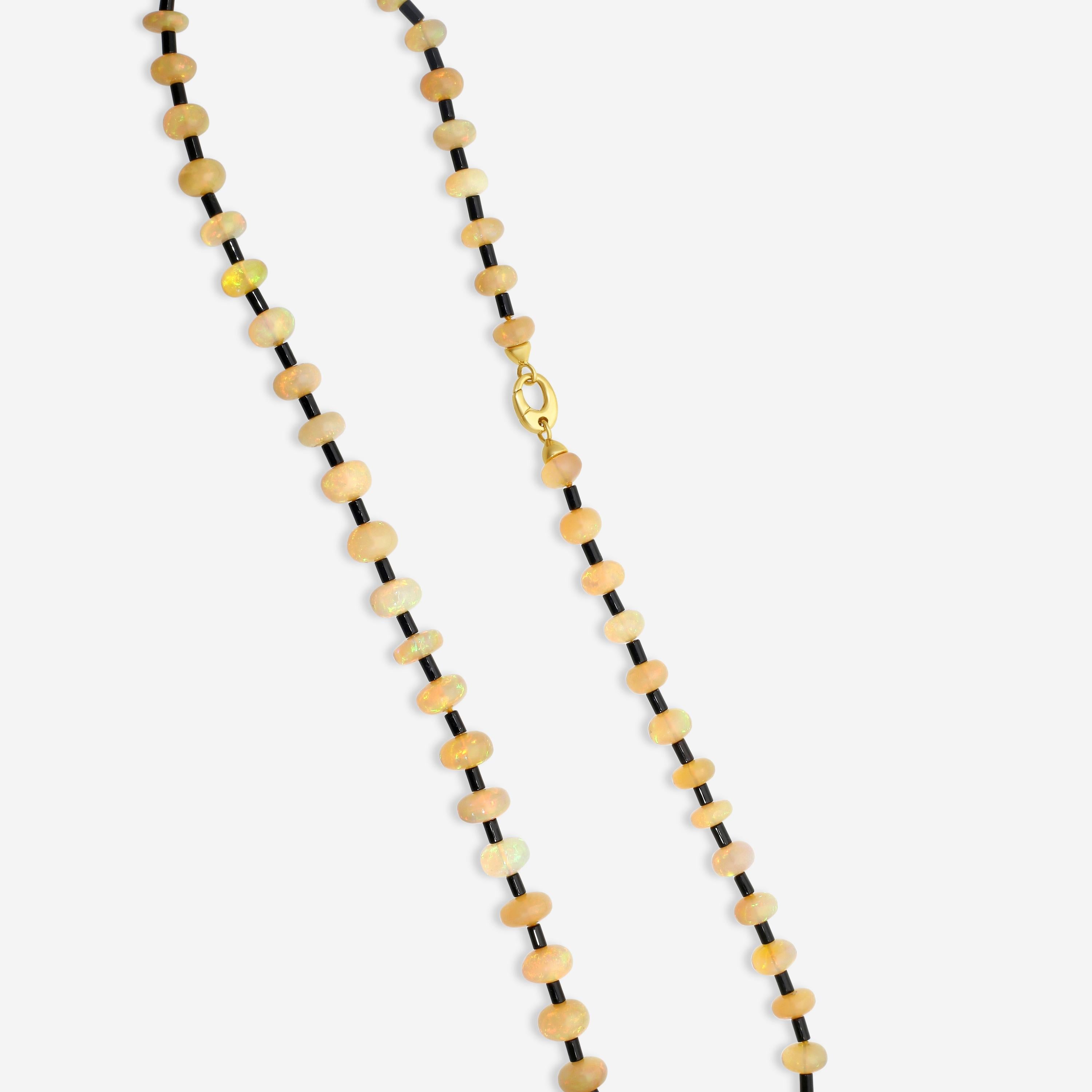 Goshwara 18K Yellow Gold Opal & Onyx Limited Edition Necklace JN0328-OPOXY20 — view 3