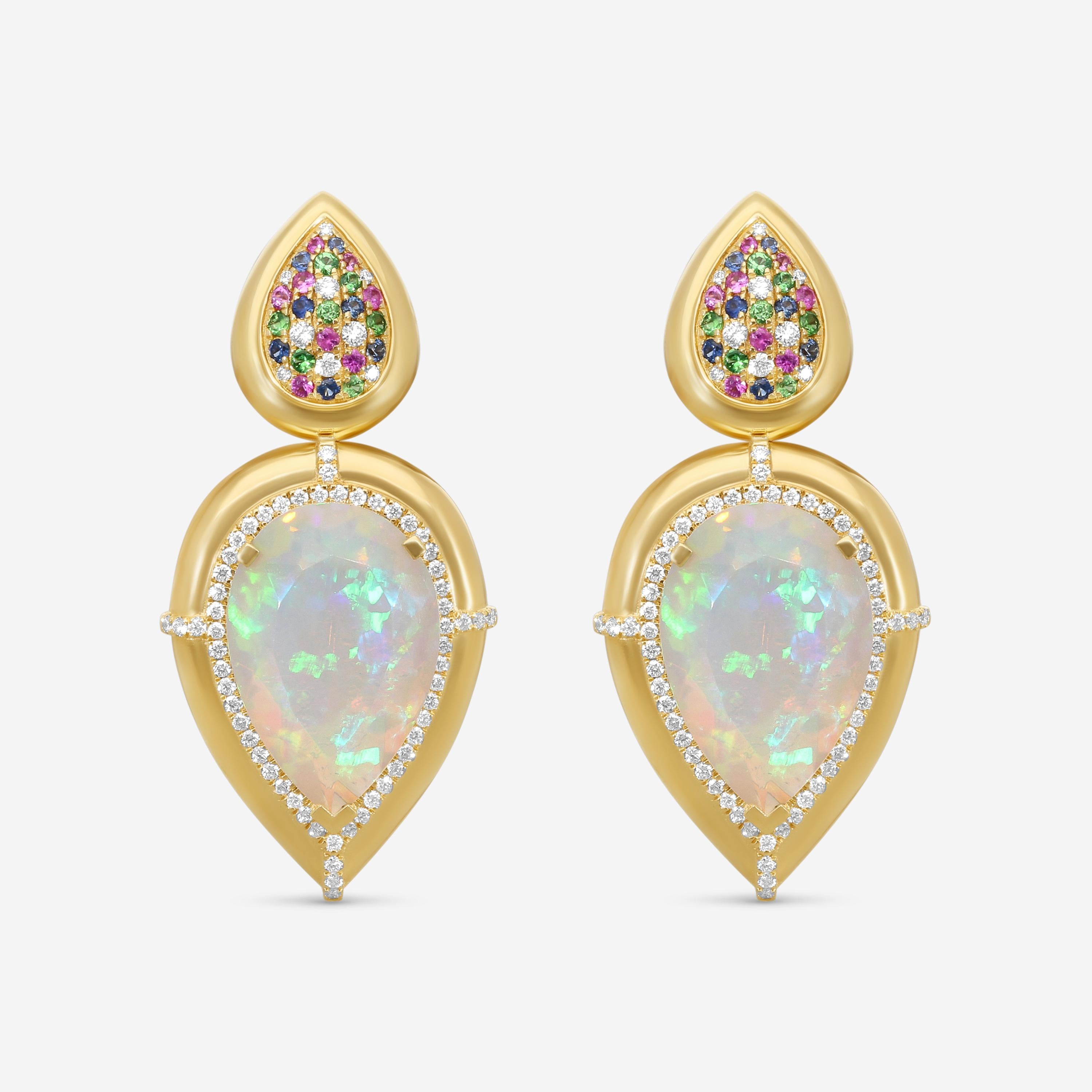 Goshwara G-One 18K Yellow Gold Opal Multi-Gemstone Earrings JE0615-OPY