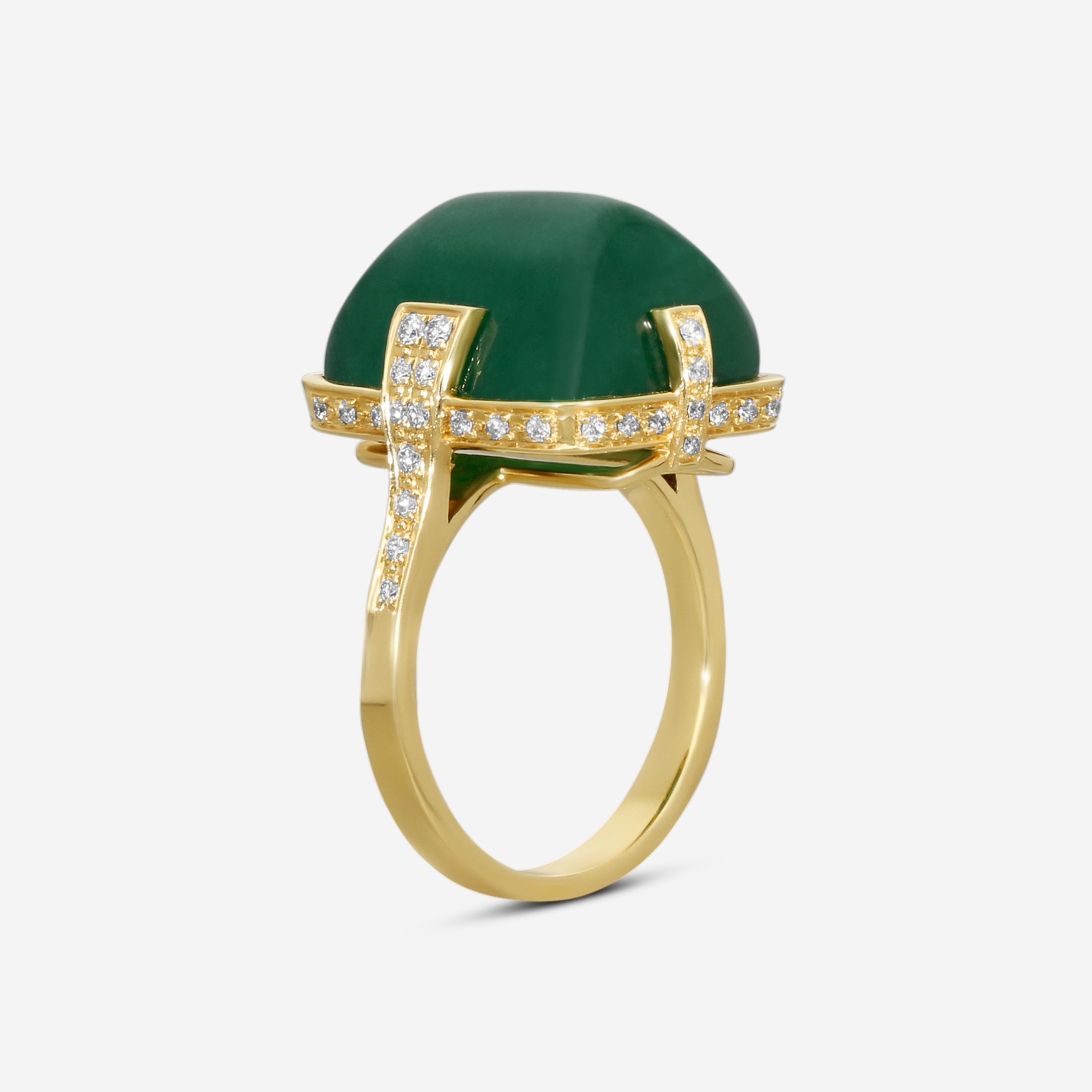 Goshwara G-One 18K Yellow Gold Emerald & Diamond Ring Sz. 7.5 JR0181-EMY