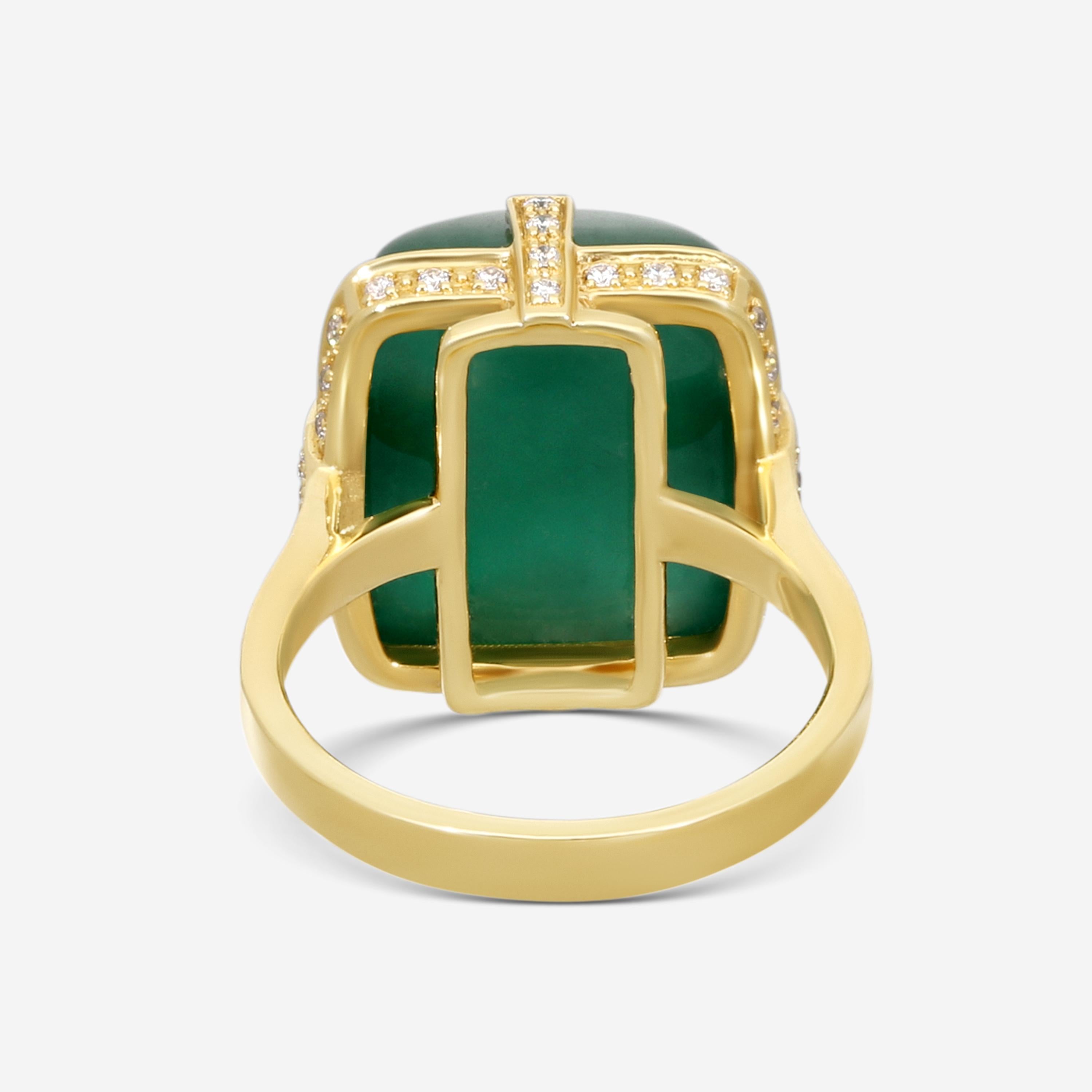 Goshwara G-One 18K Yellow Gold Emerald & Diamond Ring Sz. 7.5 JR0181-EMY — view 3