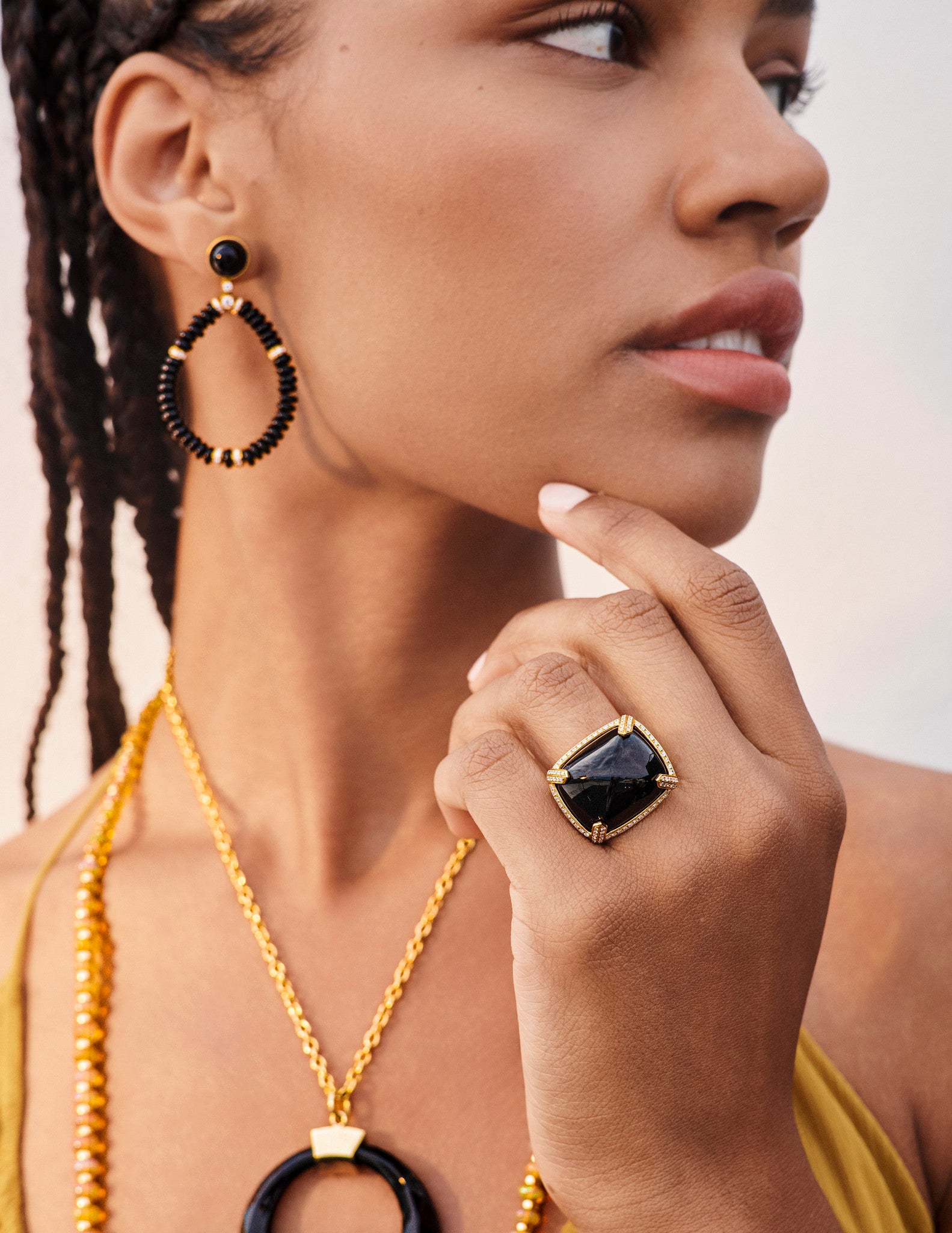 Goshwara Rock N Roll 18K Yellow Gold Onyx & Diamond Ring Sz. 7 JR0197-OX-Y — view 2