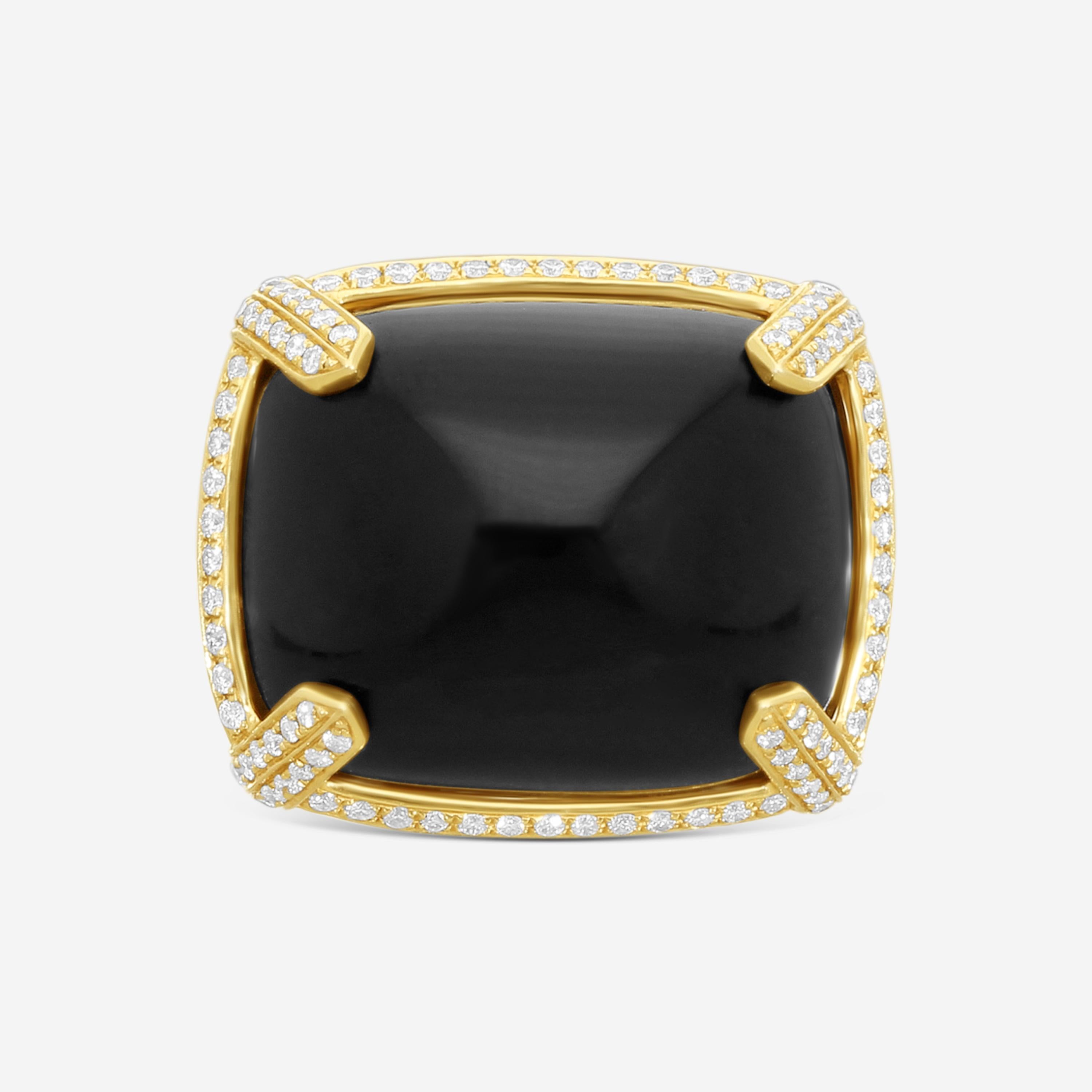 Goshwara Rock N Roll 18K Yellow Gold Onyx & Diamond Ring Sz. 7 JR0197-OX-Y — view 3