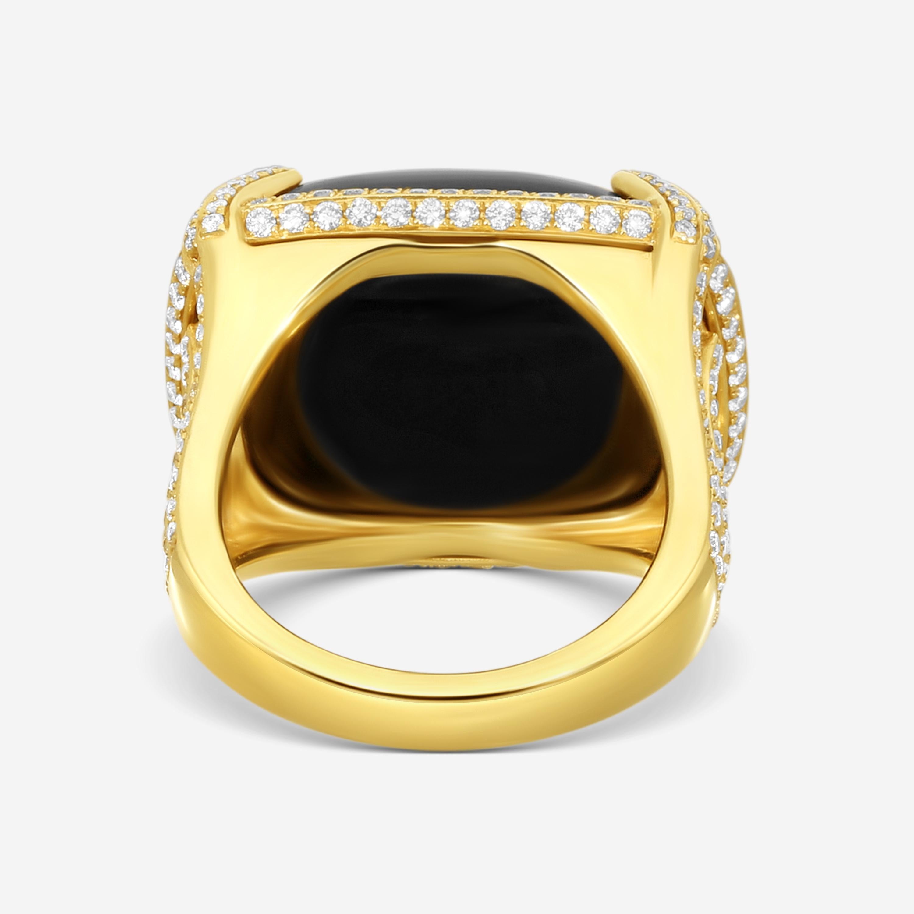Goshwara Rock N Roll 18K Yellow Gold Onyx & Diamond Ring Sz. 7 JR0197-OX-Y — view 4