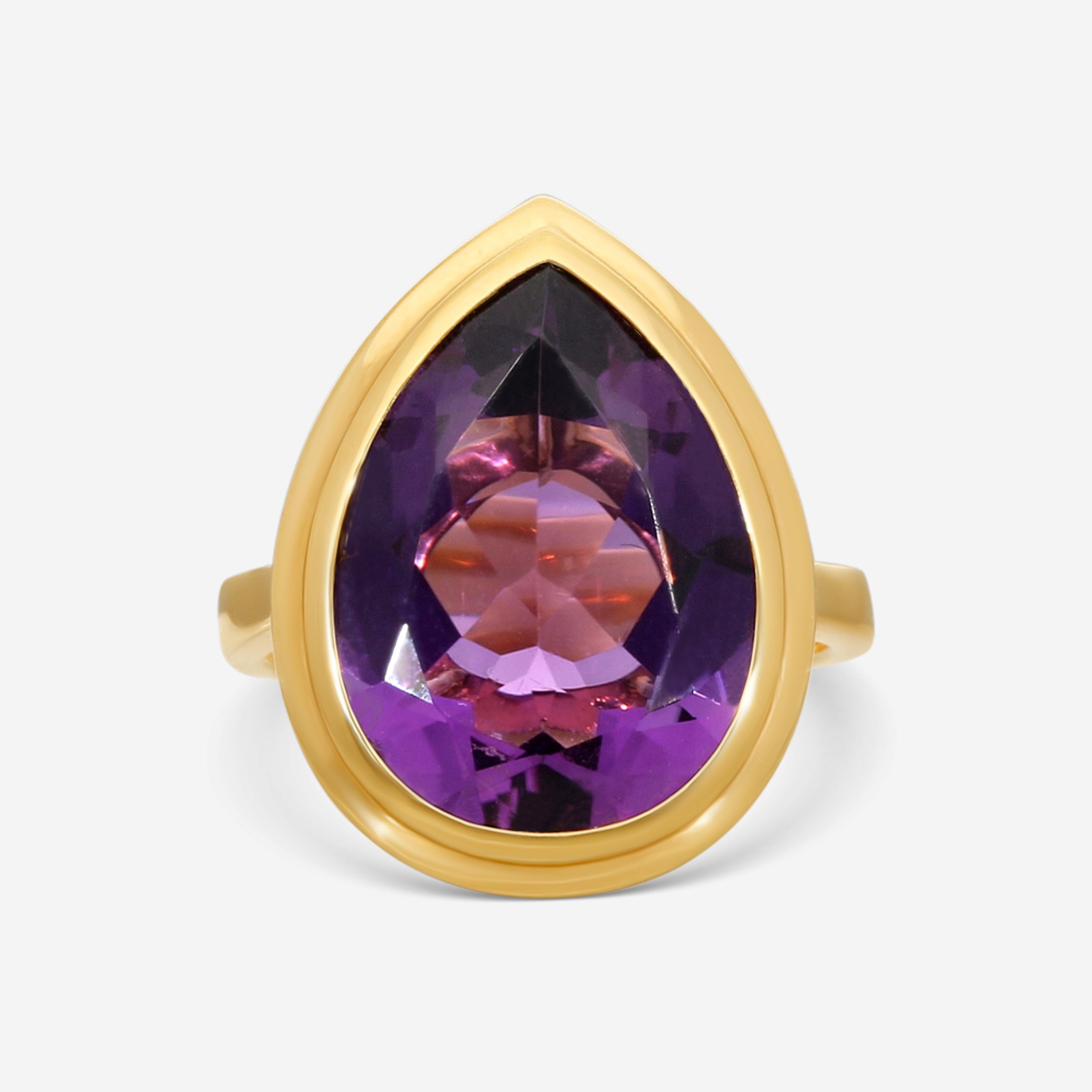 Goshwara G-One 18K Yellow Gold Amethyst Ring Sz. 7 JR0335-AMY