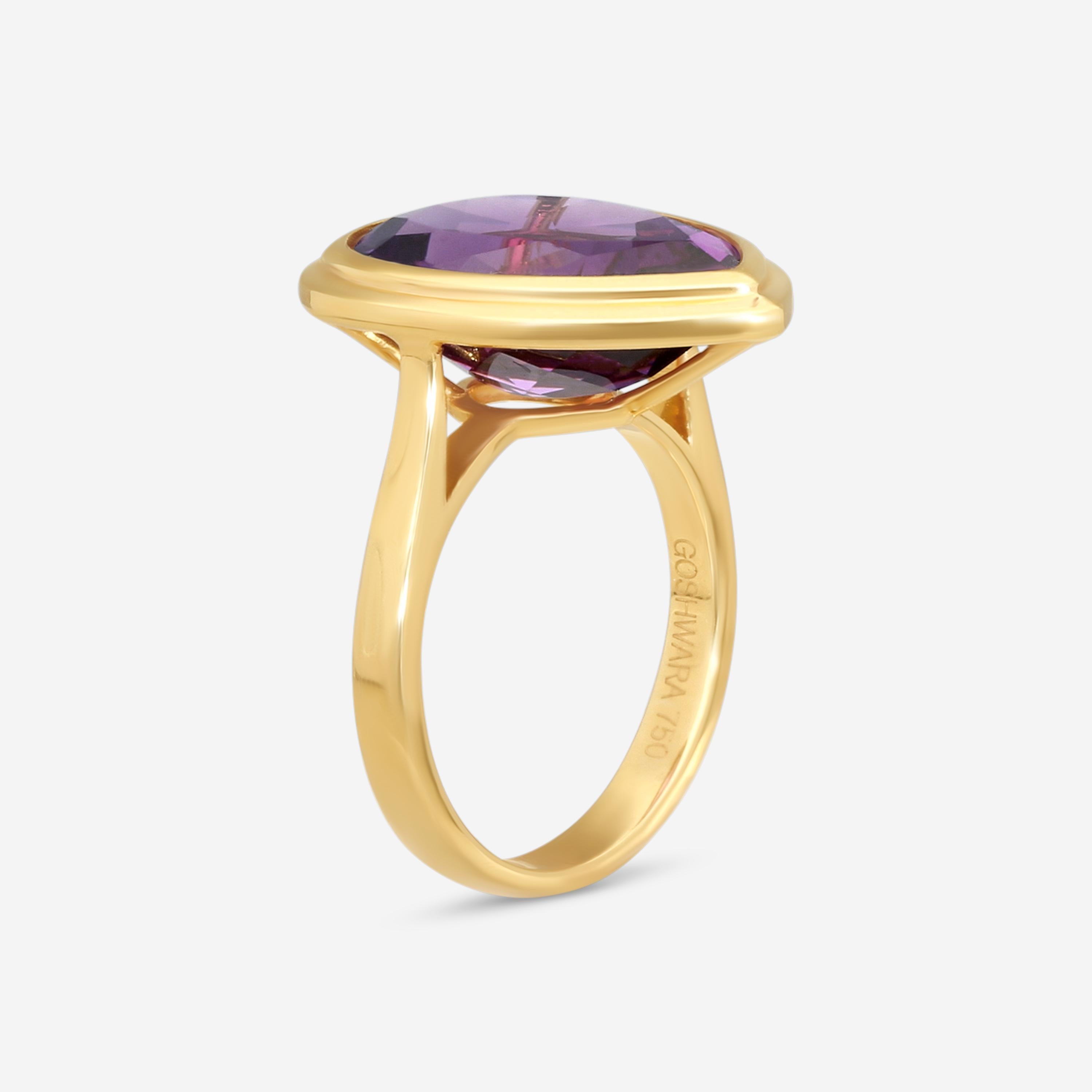 Goshwara G-One 18K Yellow Gold Amethyst Ring Sz. 7 JR0335-AMY — view 2