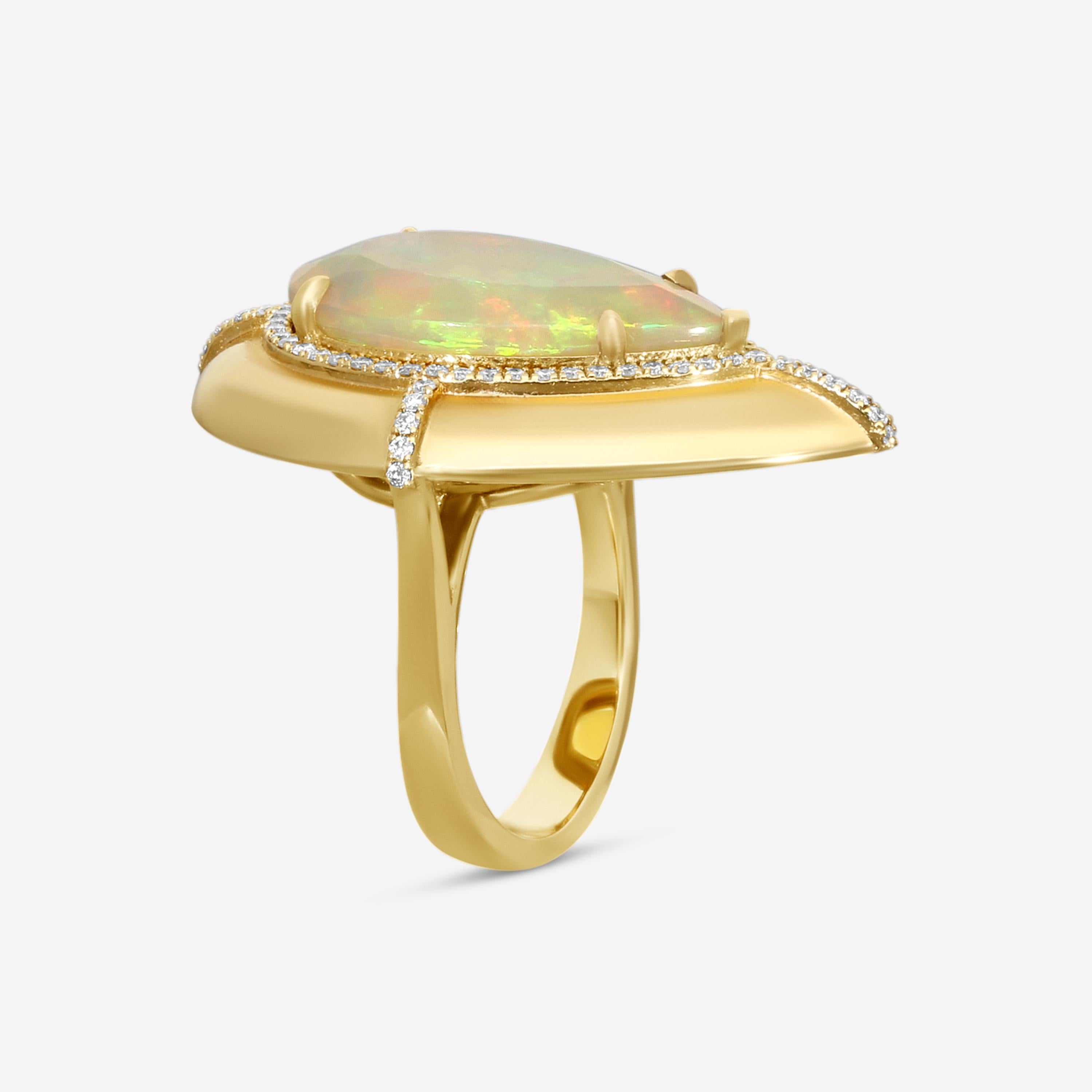 Goshwara G-One 18K Yellow Gold Opal & Diamond Ring Sz. 6.5 JR0422-OPY — view 2