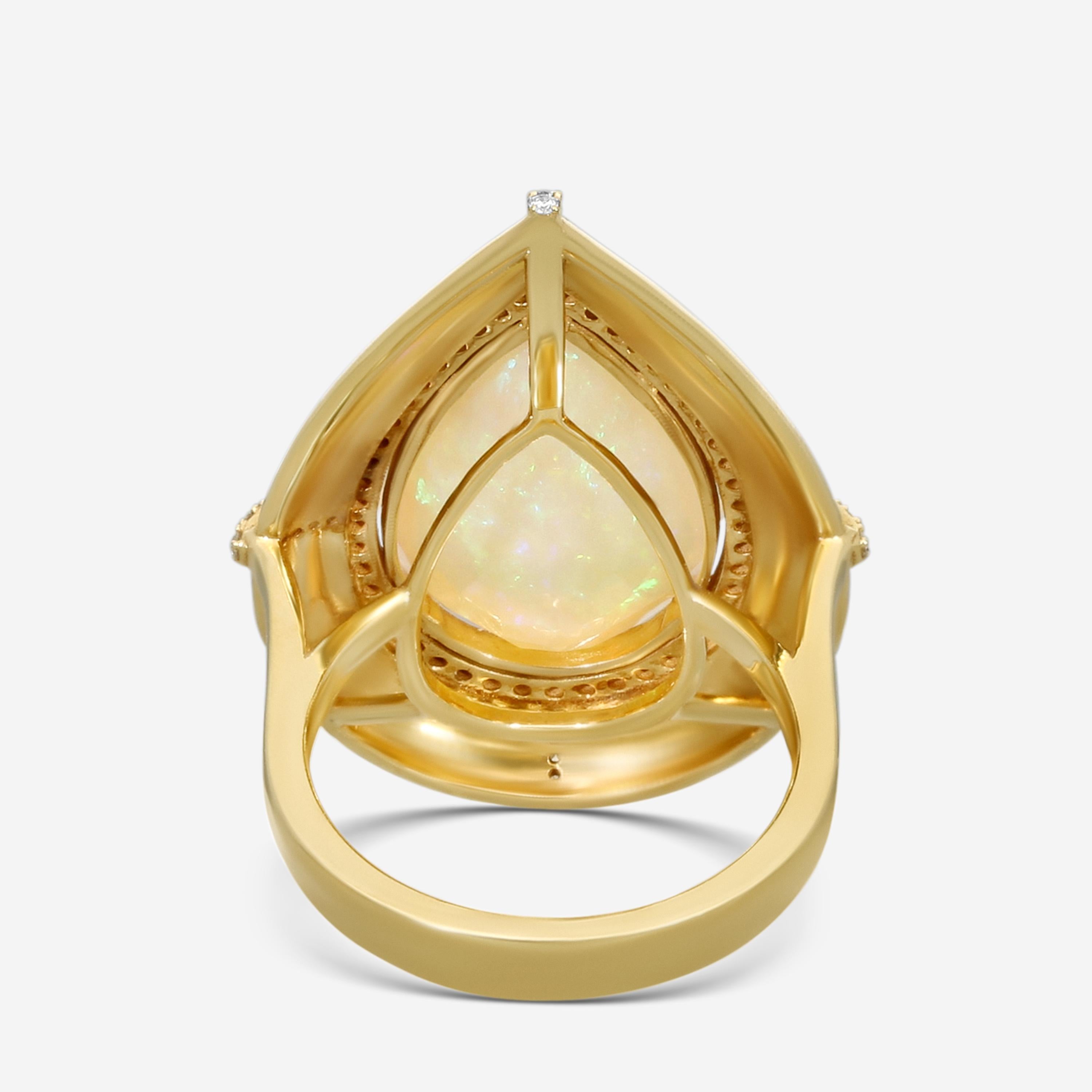 Goshwara G-One 18K Yellow Gold Opal & Diamond Ring Sz. 6.5 JR0422-OPY — view 3