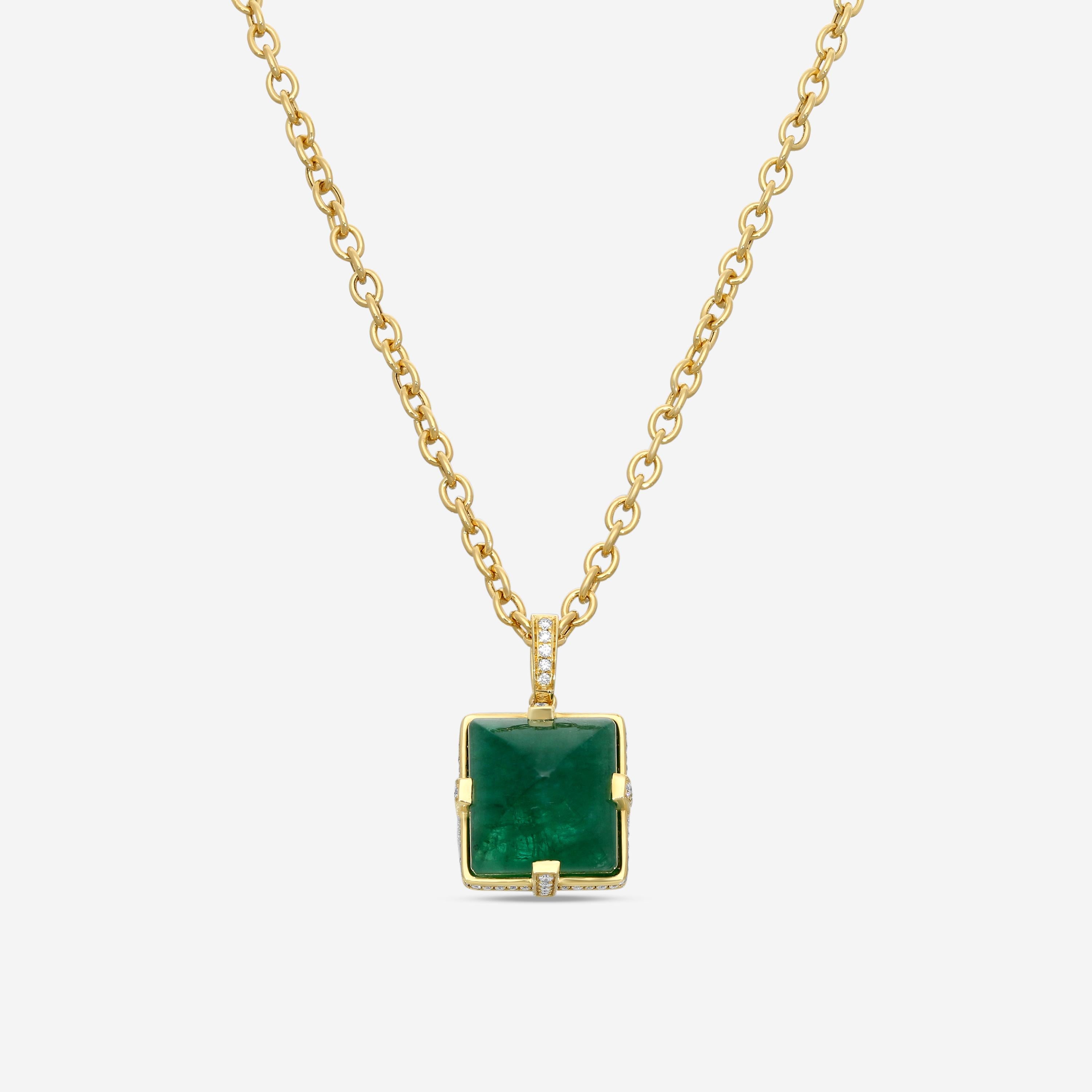 Goshwara G-One 18K Yellow Gold Emerald Pendant Necklace JP0325-EMY