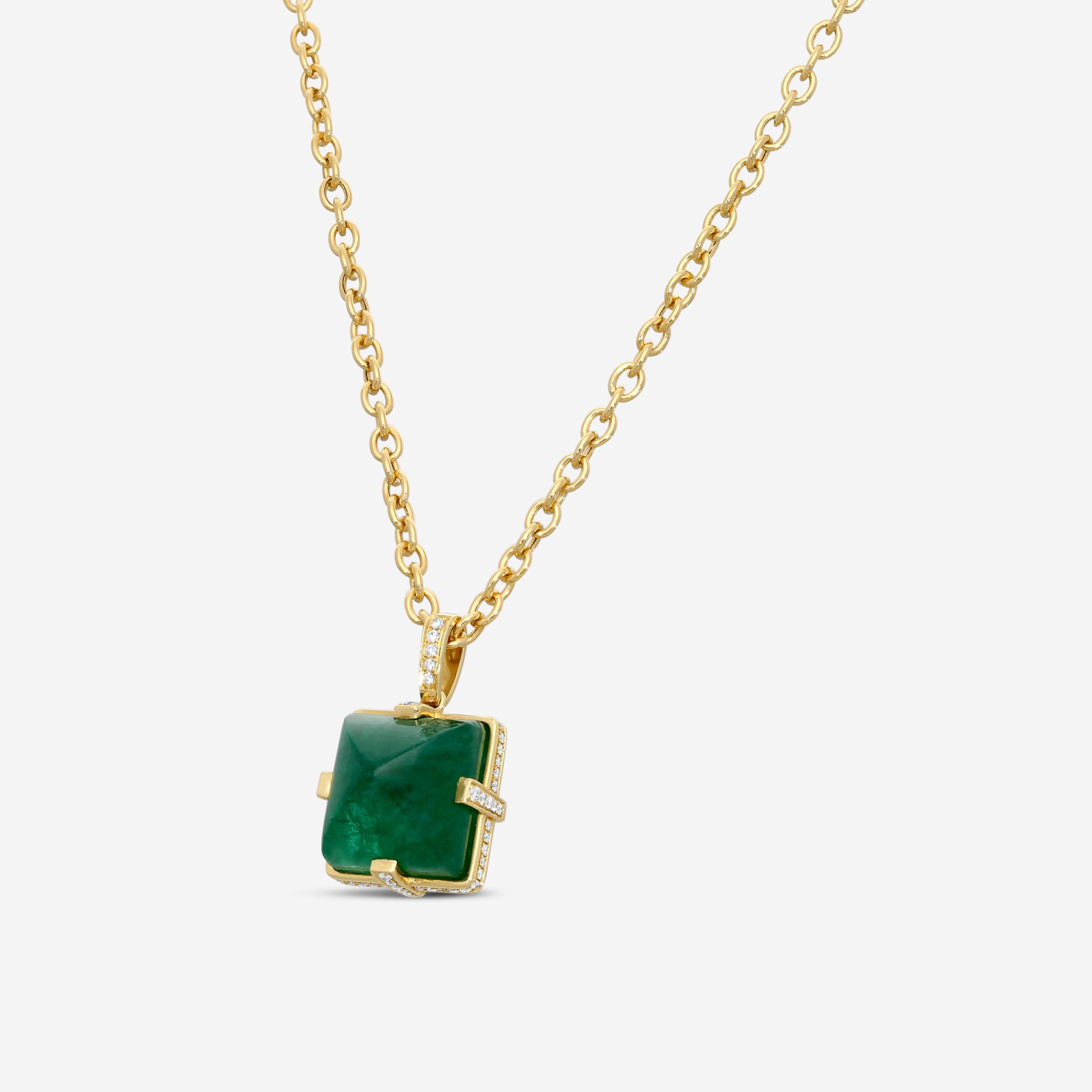 Goshwara G-One 18K Yellow Gold Emerald Pendant Necklace JP0325-EMY — view 2