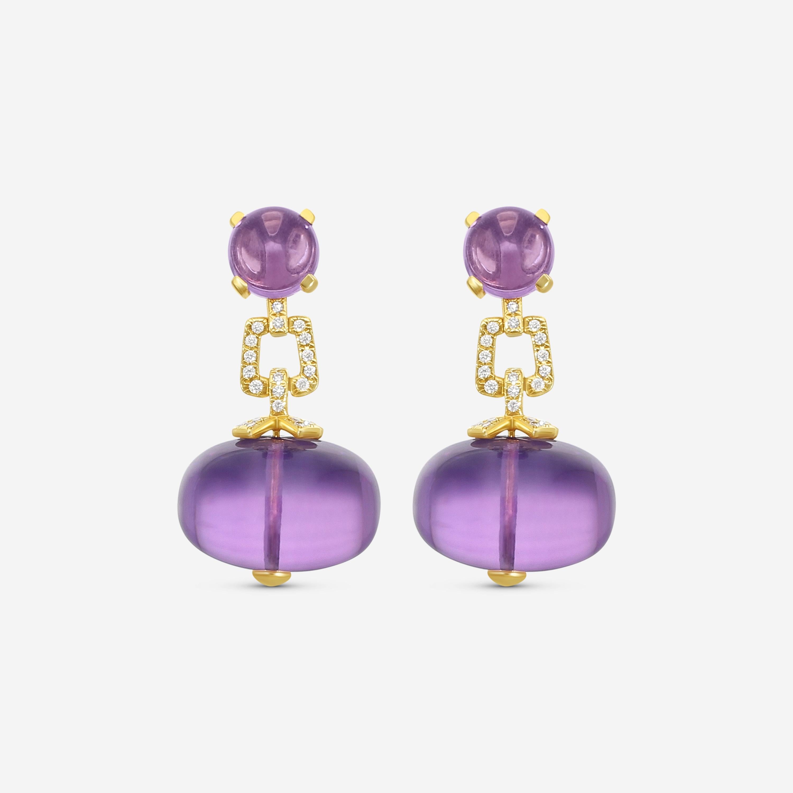 Goshwara Beyond 18K Yellow Gold Amethyst & Diamond Drop Earrings JE0119-AM