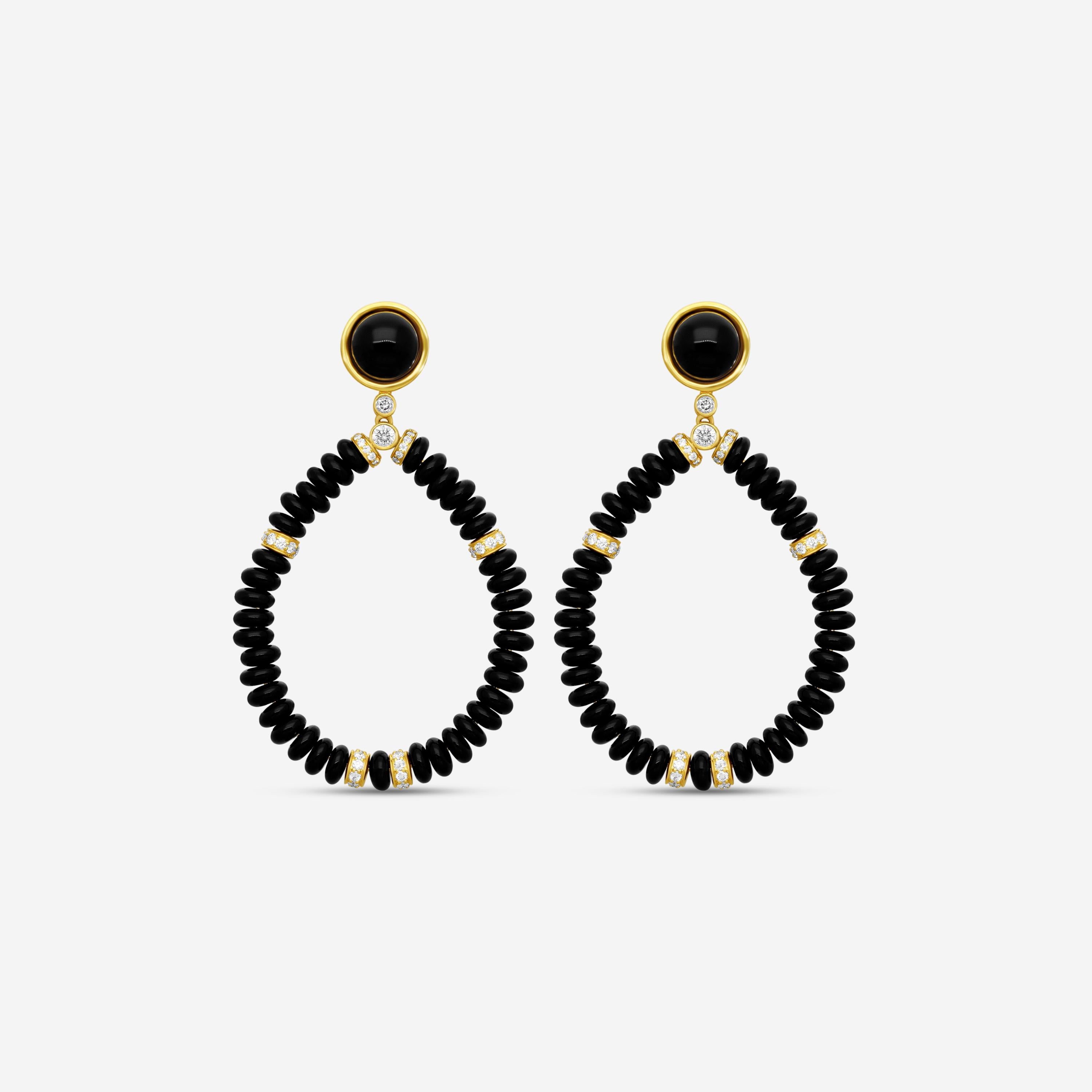 Goshwara G-One 18K Yellow Gold Black Onyx & Diamond Drop Earrings JE0411-OX-Y