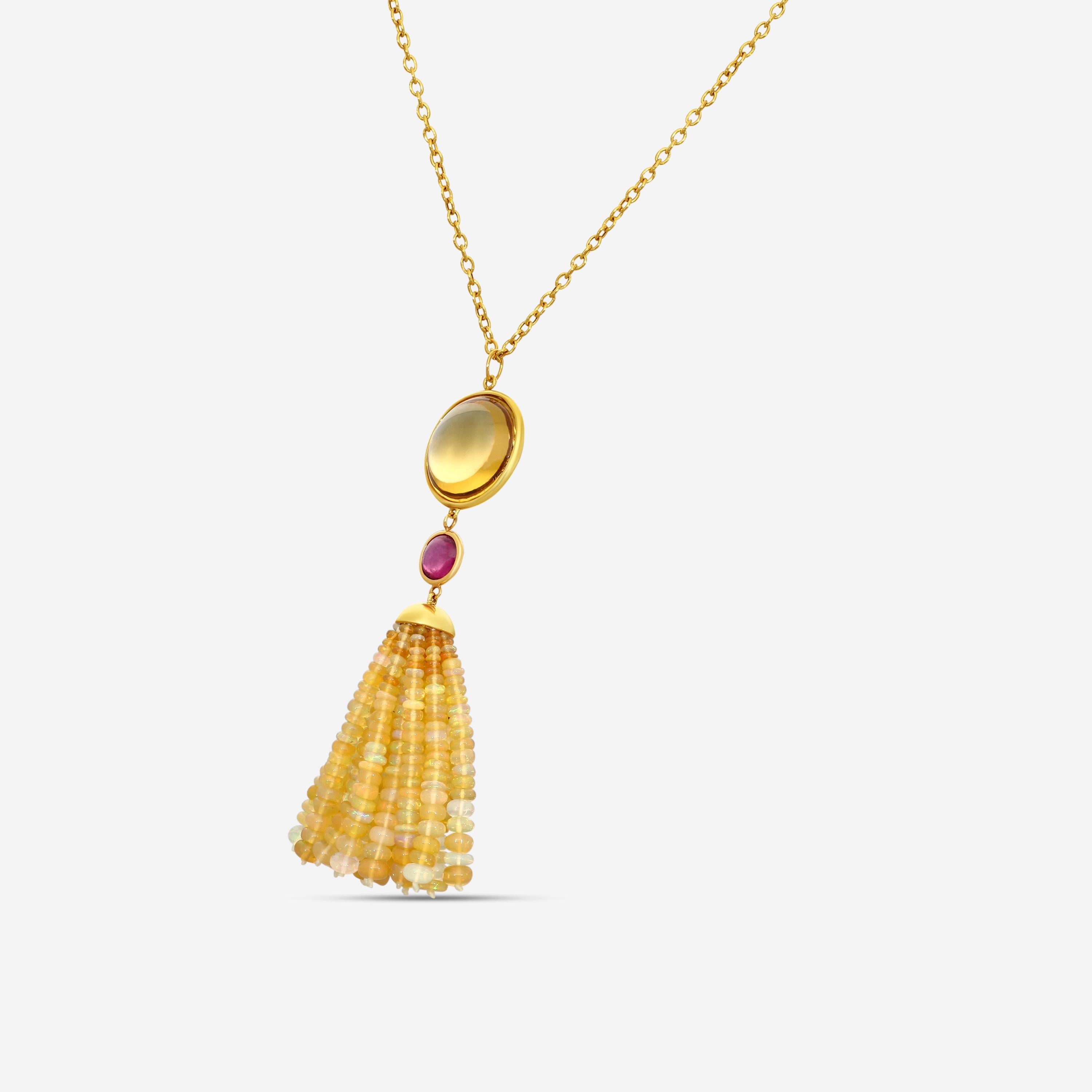 Goshwara Mischief 18K Yellow Gold Multi-Gemstone Pendant Necklace SP0017-02 — view 3