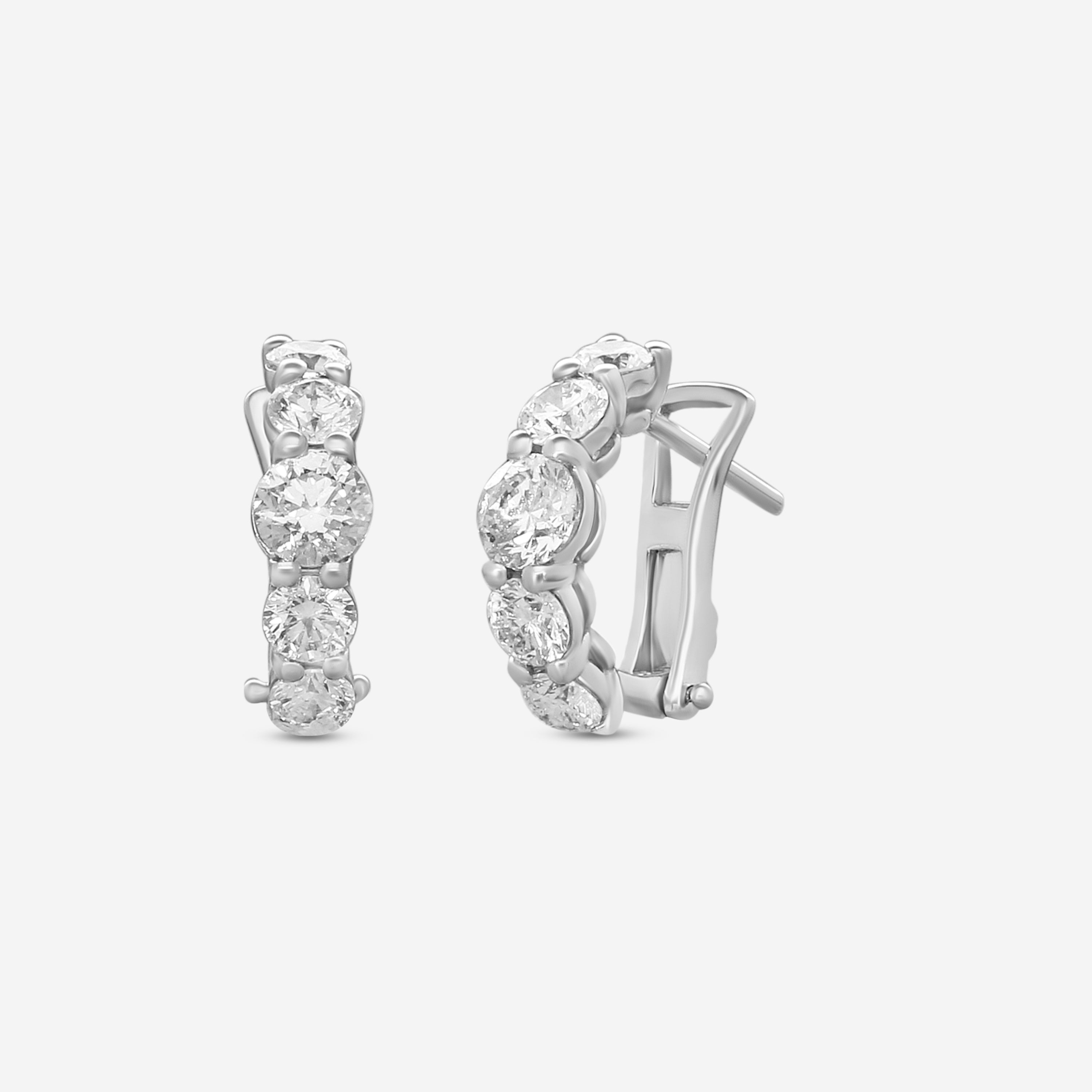 Ina Mar 18K White Gold 1.32 ctw. Round Diamond J Hoop Earrings AEG11006BE-WQJ1