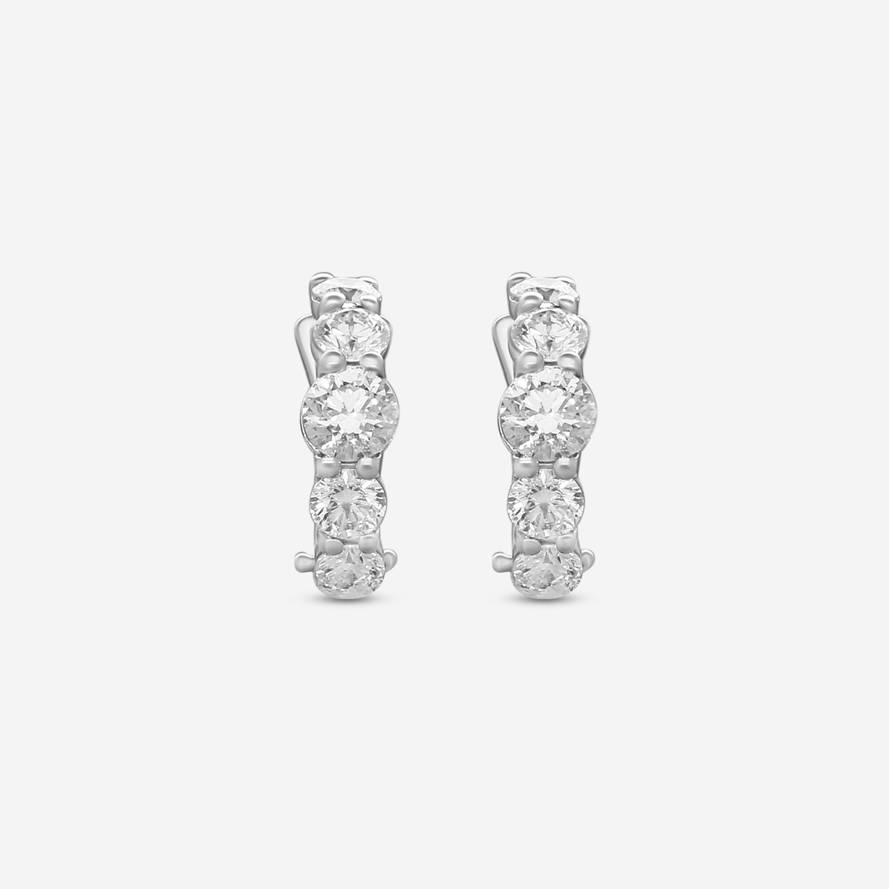 Ina Mar 18K White Gold 1.32 ctw. Round Diamond J Hoop Earrings AEG11006BE-WQJ1 — view 2