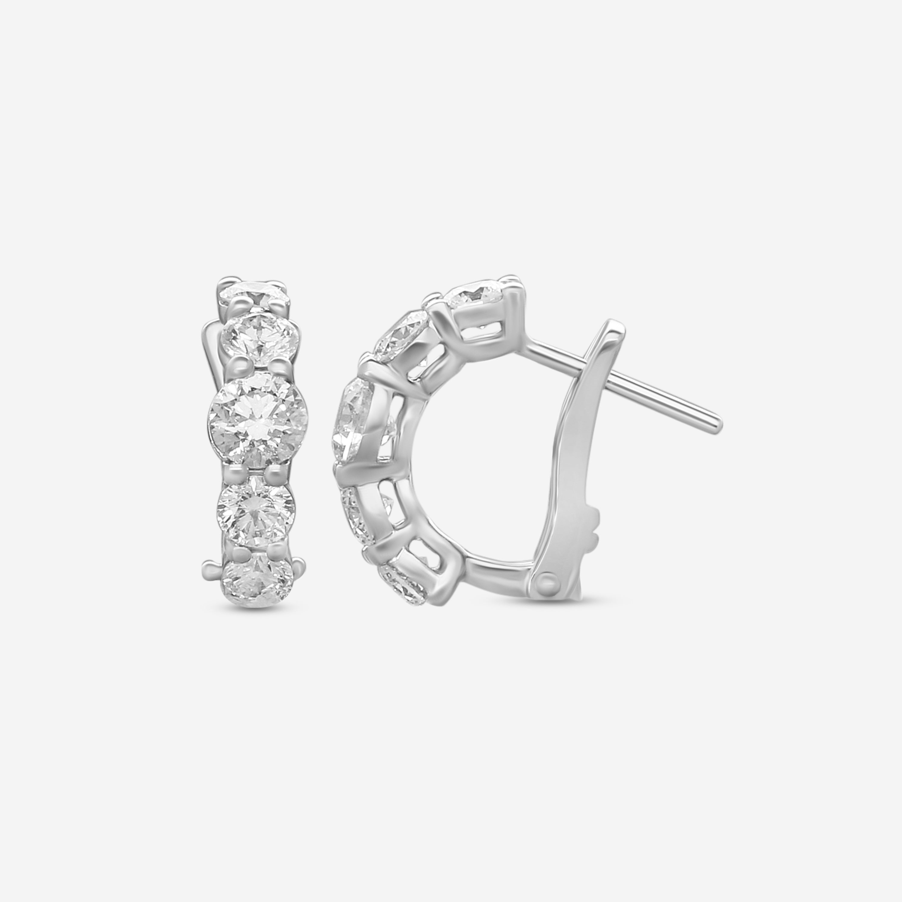 Ina Mar 18K White Gold 1.32 ctw. Round Diamond J Hoop Earrings AEG11006BE-WQJ1 — view 3