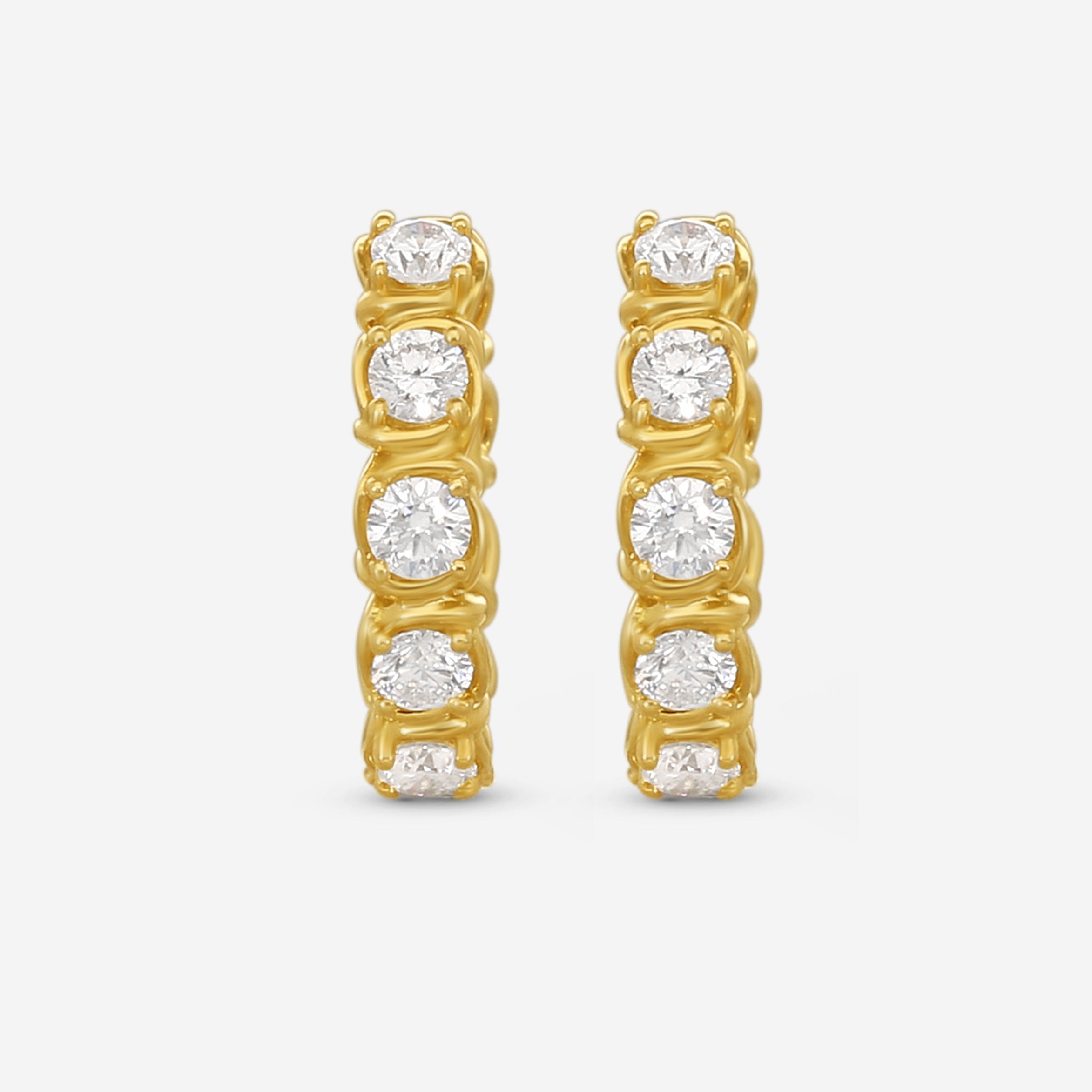 Ina Mar 18K Yellow Gold 1.10 ctw. Round Diamond Huggie Earrings AEP31062BI-YQJ00 — view 2
