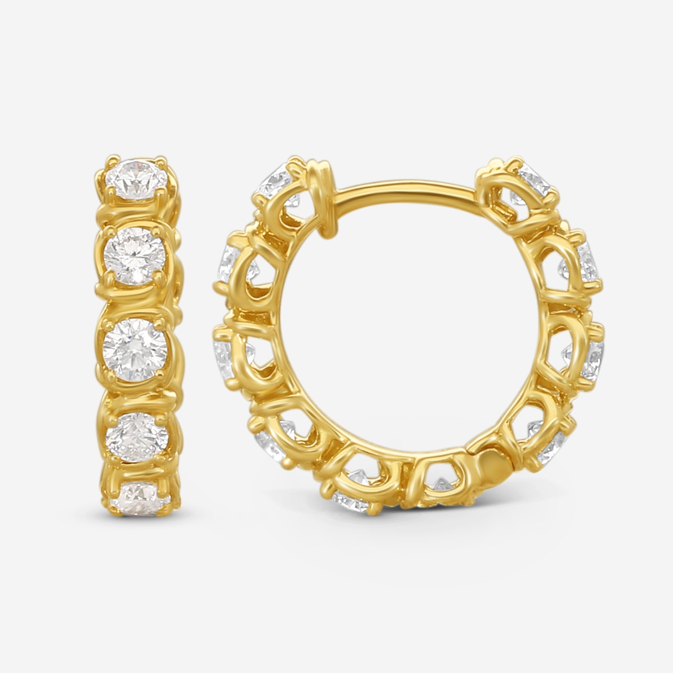Ina Mar 18K Yellow Gold 1.10 ctw. Round Diamond Huggie Earrings AEP31062BI-YQJ00 — view 3