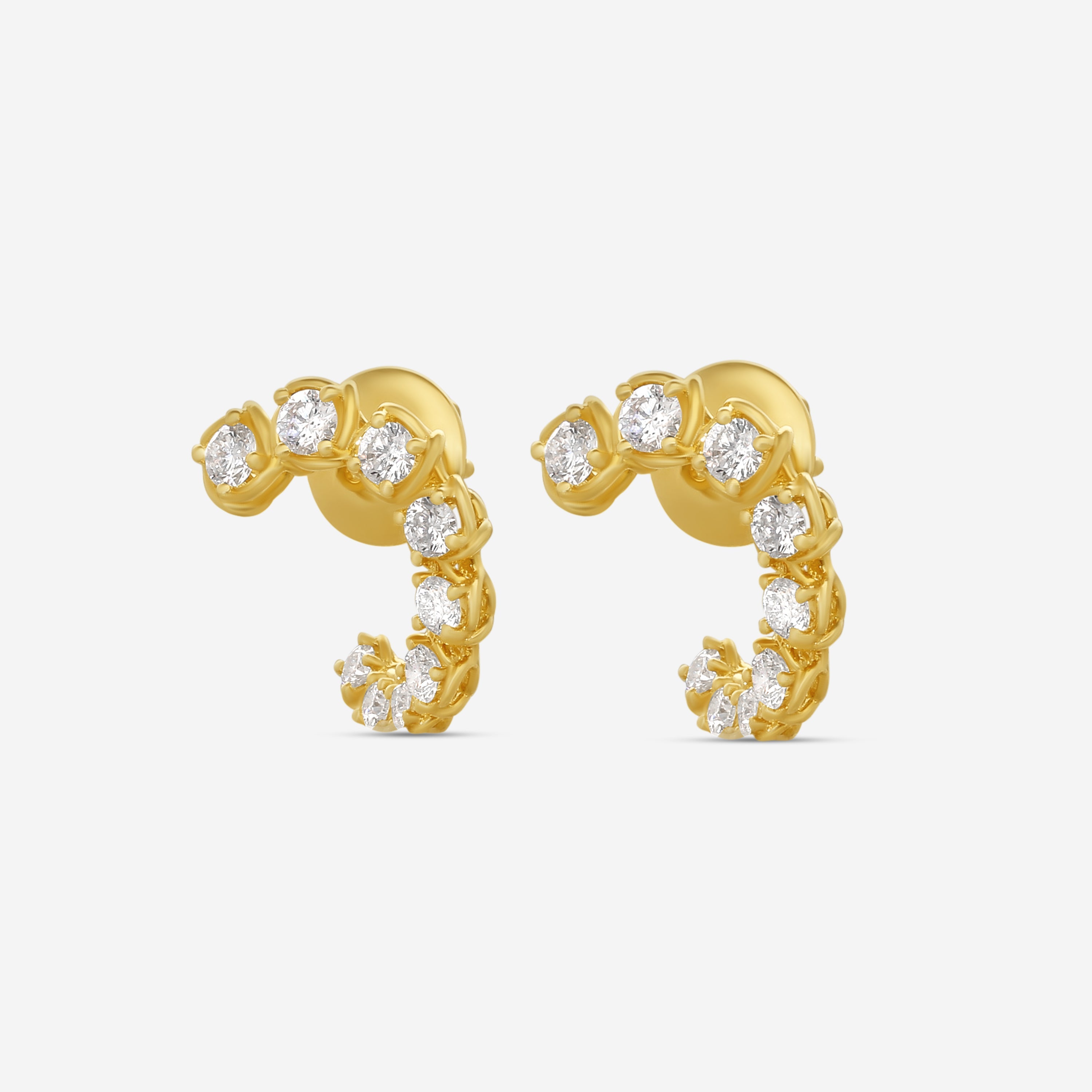 Ina Mar 18K Yellow Gold 1.24 ctw. Round Diamond J Hoop Earrings AER11087BE-YQJ00