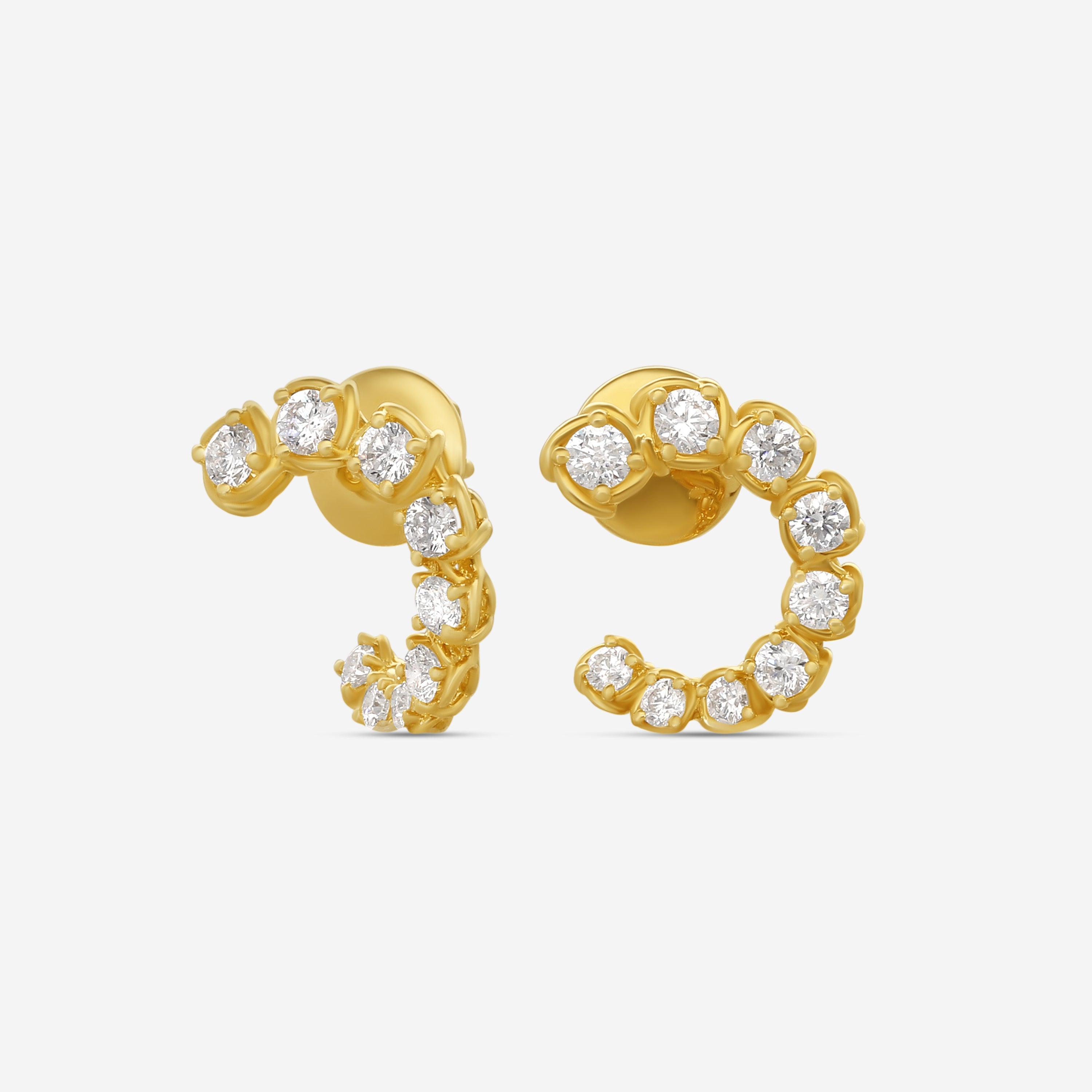 Ina Mar 18K Yellow Gold 1.24 ctw. Round Diamond J Hoop Earrings AER11087BE-YQJ00 — view 2