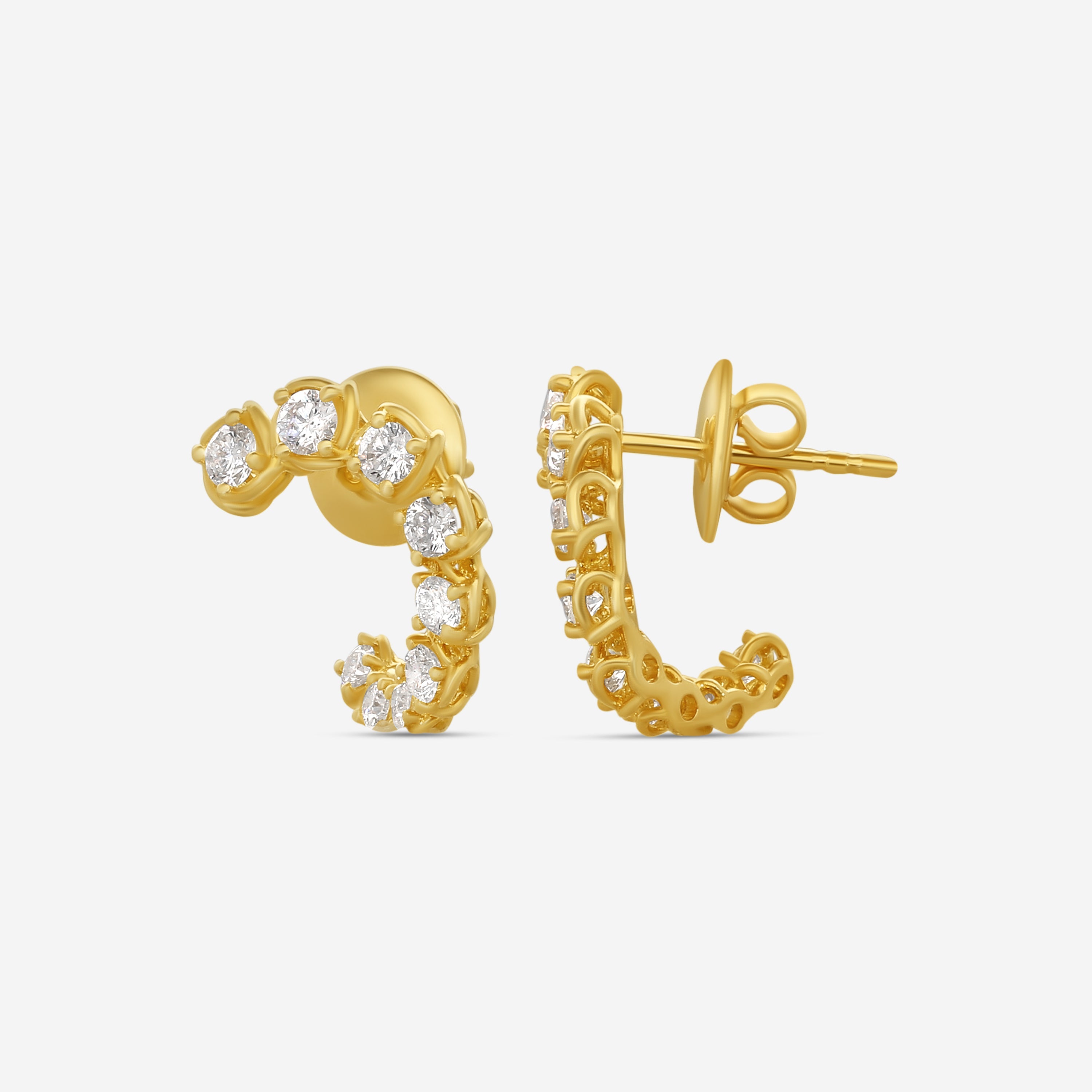 Ina Mar 18K Yellow Gold 1.24 ctw. Round Diamond J Hoop Earrings AER11087BE-YQJ00 — view 3