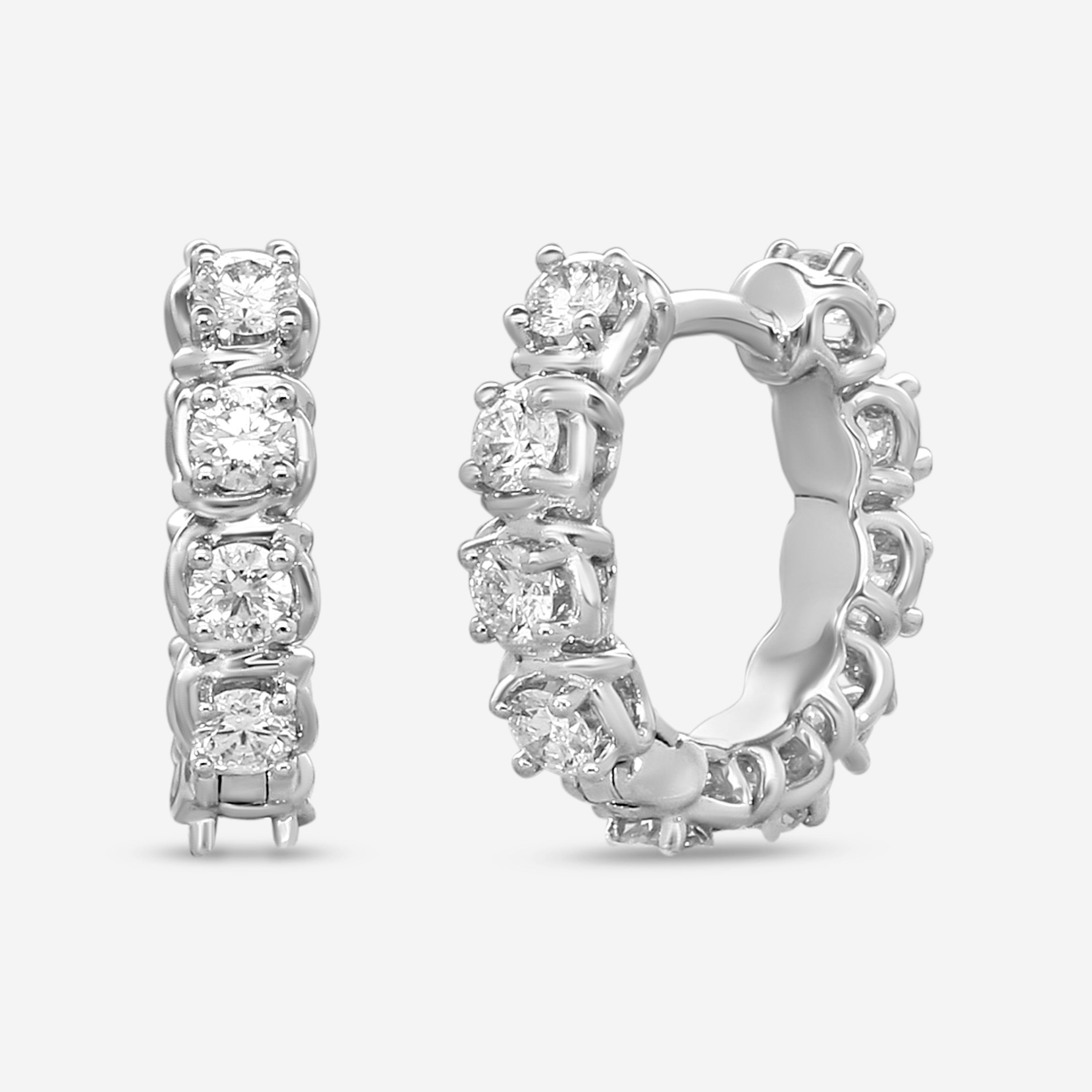 Ina Mar 18K White Gold 1.10 ctw. Round Diamond Huggie Earrings AEP31062BI-WQJ00