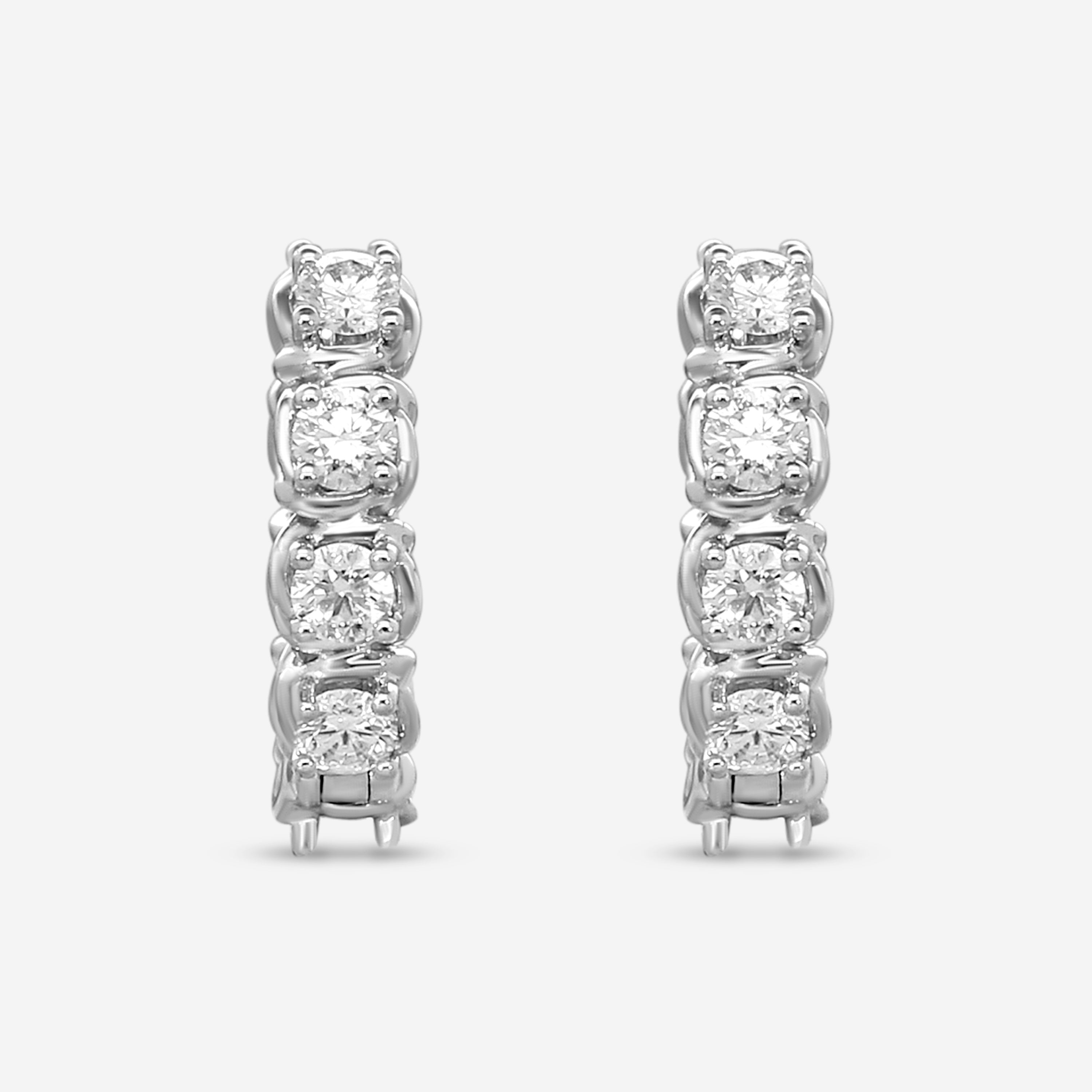 Ina Mar 18K White Gold 1.10 ctw. Round Diamond Huggie Earrings AEP31062BI-WQJ00 — view 2