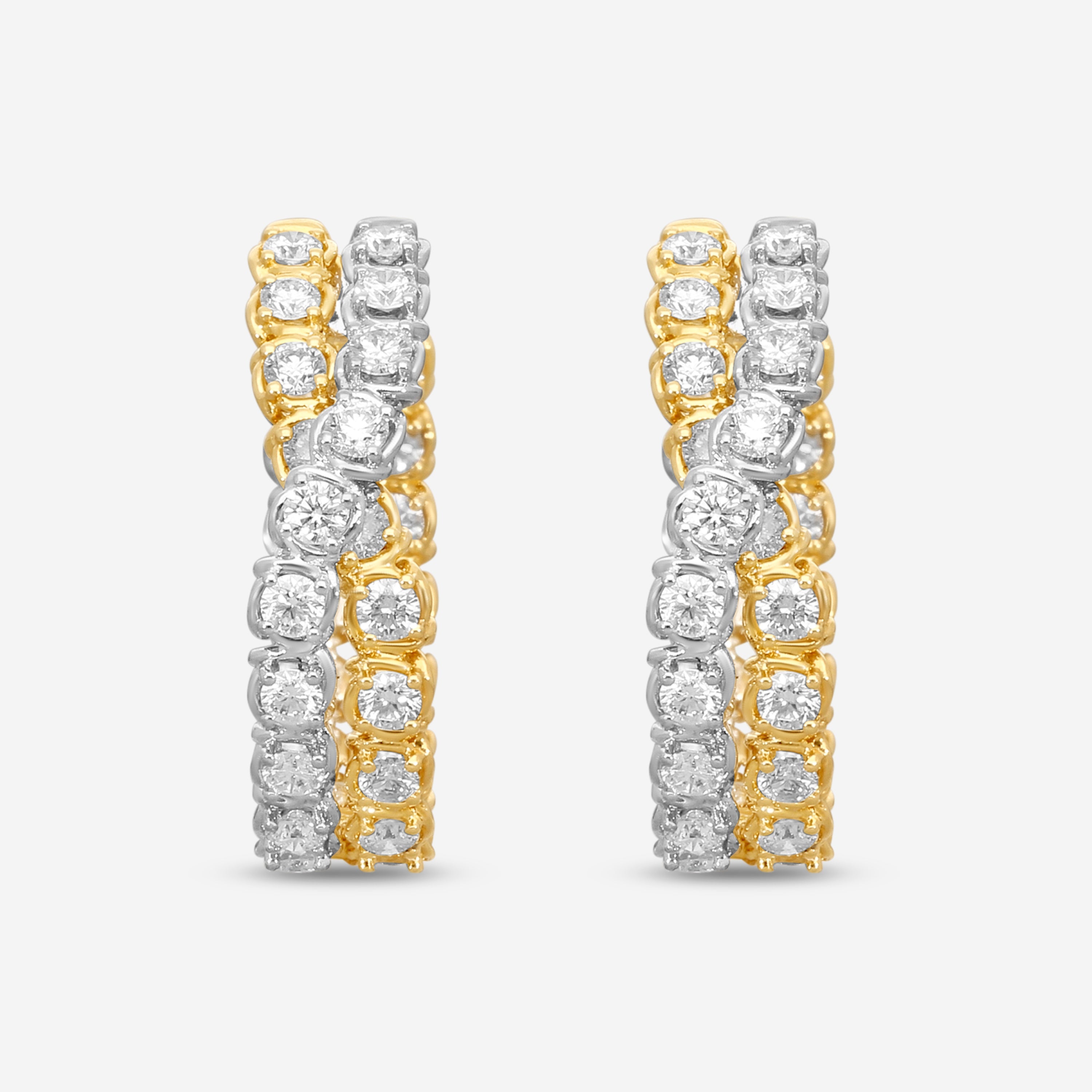 Ina Mar 18K Yellow & White Gold 3.74 ctw. Round Diamond Oval Hoop Earrings AEP31060DT-UQJ00 — view 2