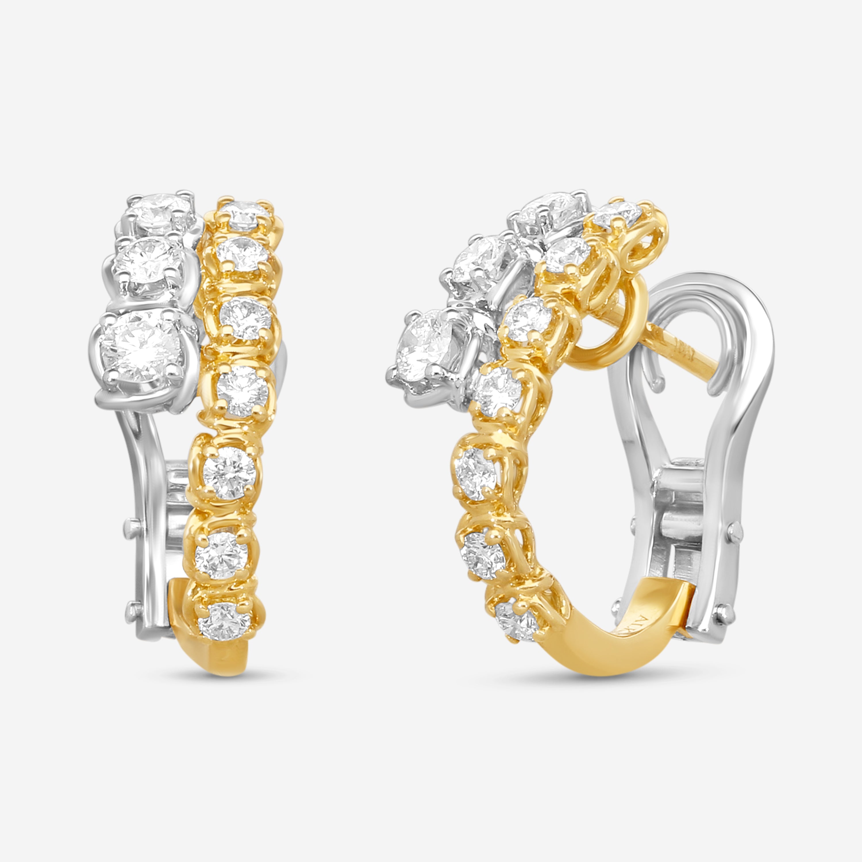 Ina Mar 18K Yellow Gold and White Gold 1.13 ctw. Round Diamond Hoop Earrings AER40188AT-UQJ00