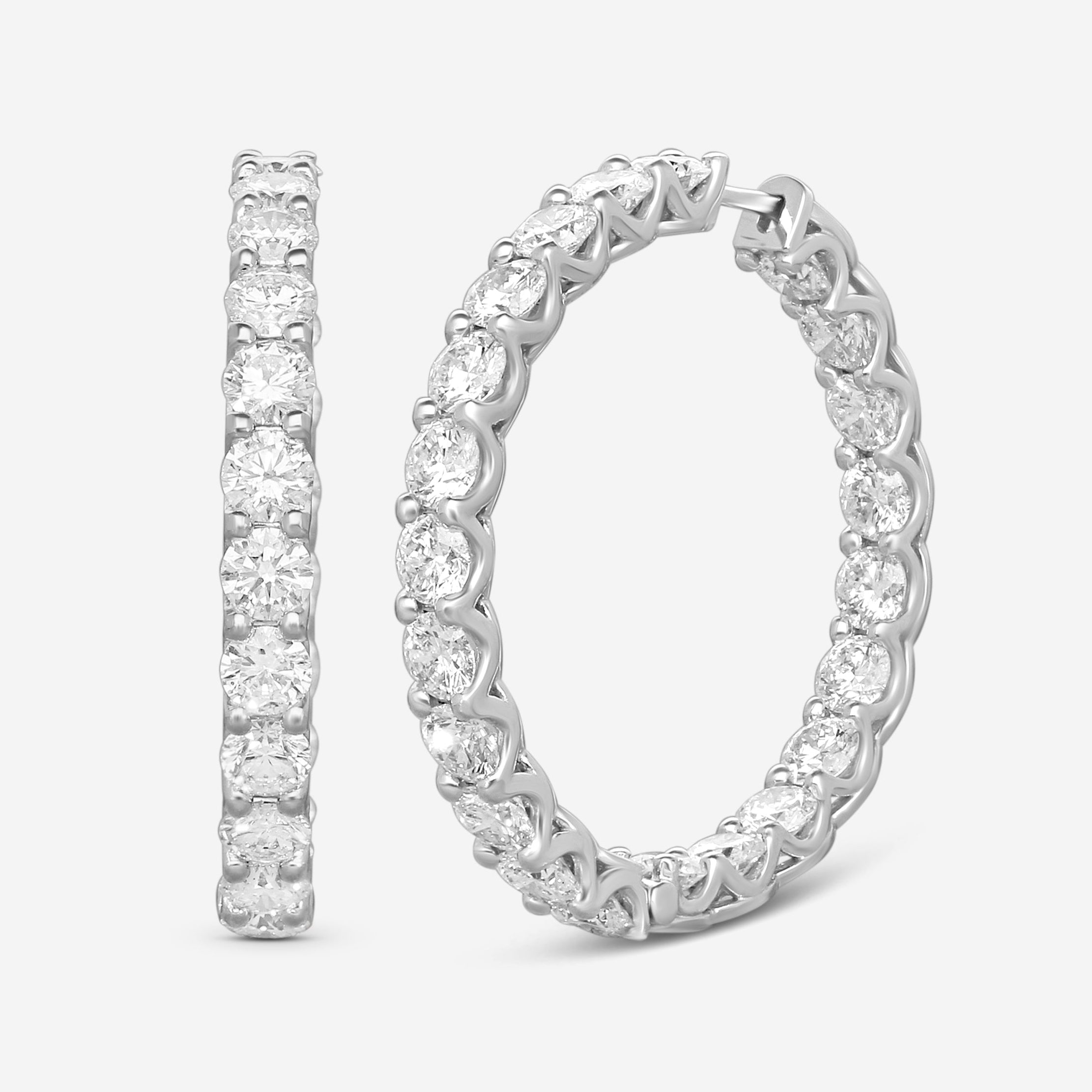 Ina Mar 18K White Gold 8.40 ctw. Round Diamond Hoop Earrings AEL11003HT-WQJ013