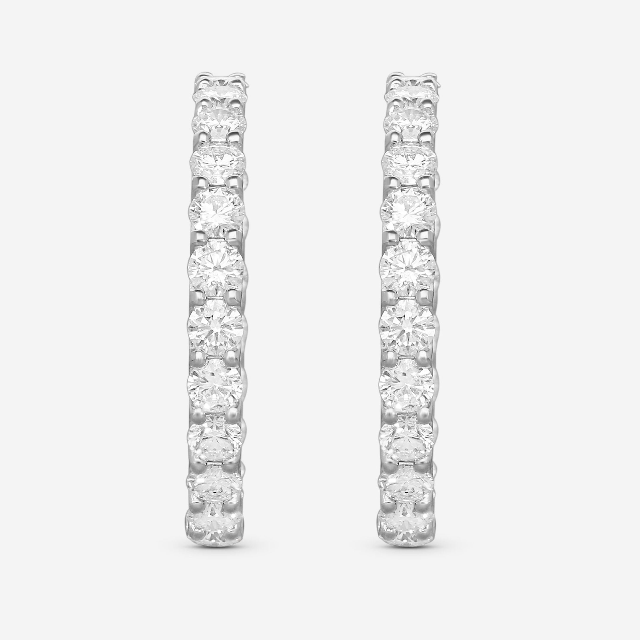 Ina Mar 18K White Gold 8.40 ctw. Round Diamond Hoop Earrings AEL11003HT-WQJ013 — view 2