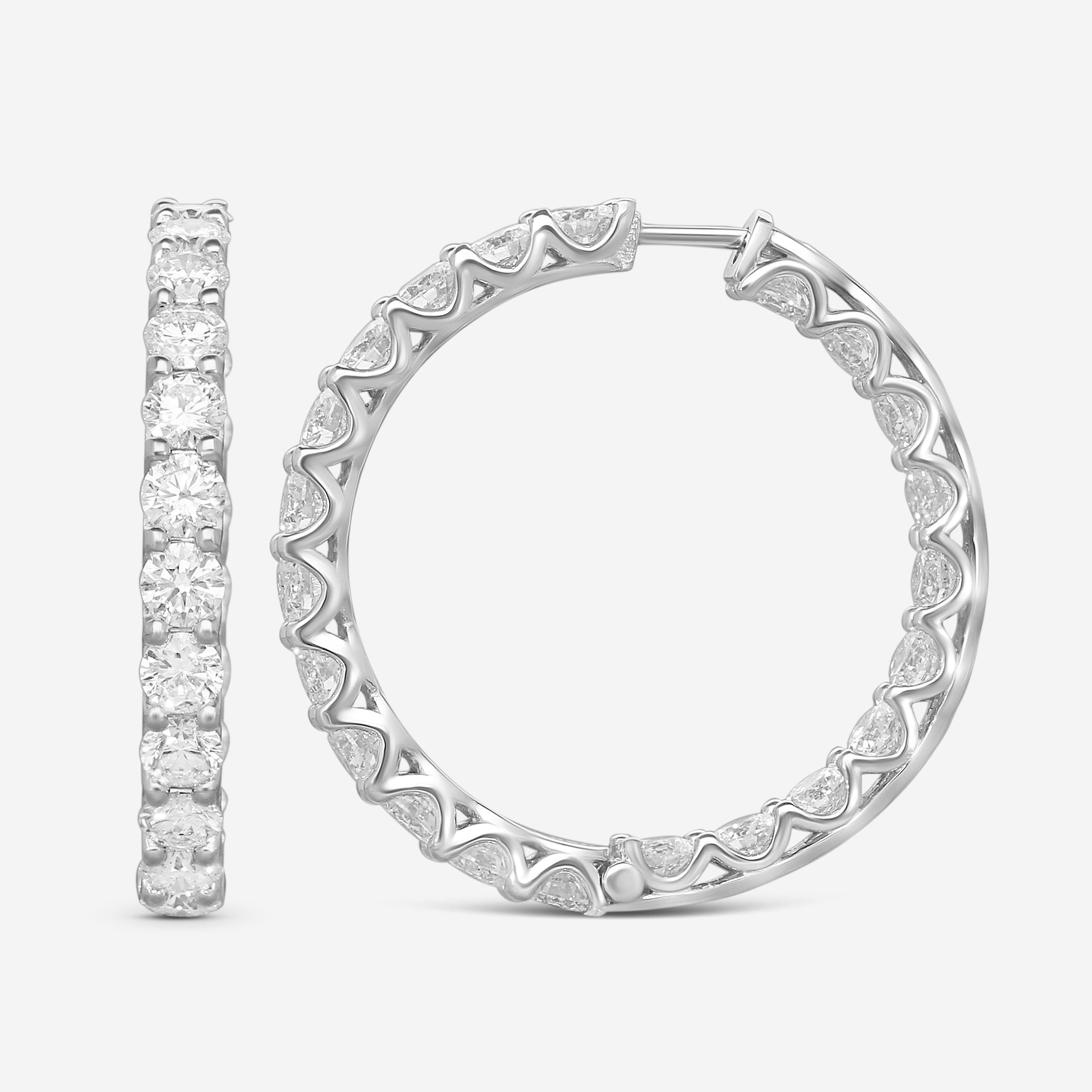 Ina Mar 18K White Gold 8.40 ctw. Round Diamond Hoop Earrings AEL11003HT-WQJ013 — view 3