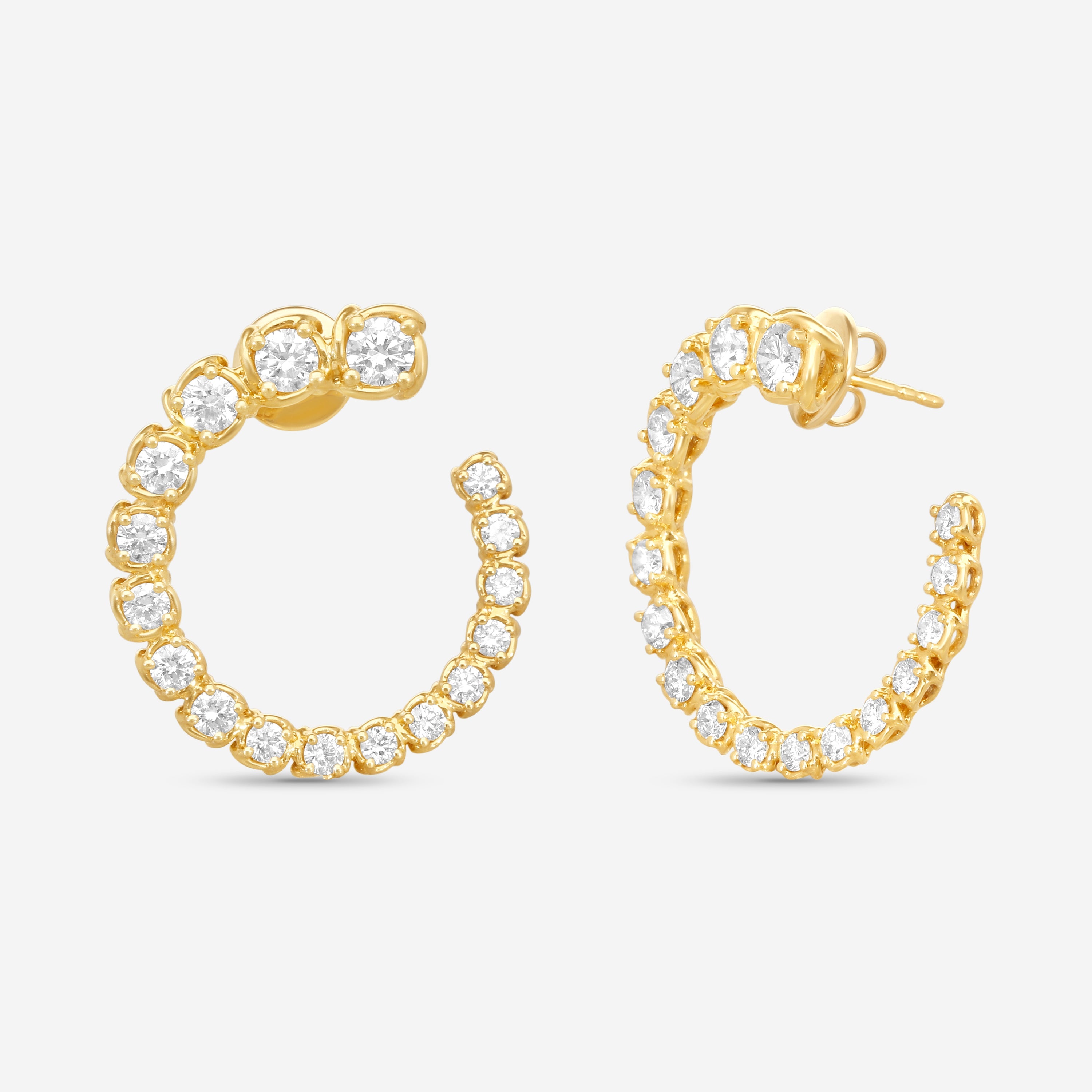 Ina Mar 18K Yellow Gold 3.58 ctw. Round Diamond Hoop Earrings AER11087DM-YQJ00 — view 2