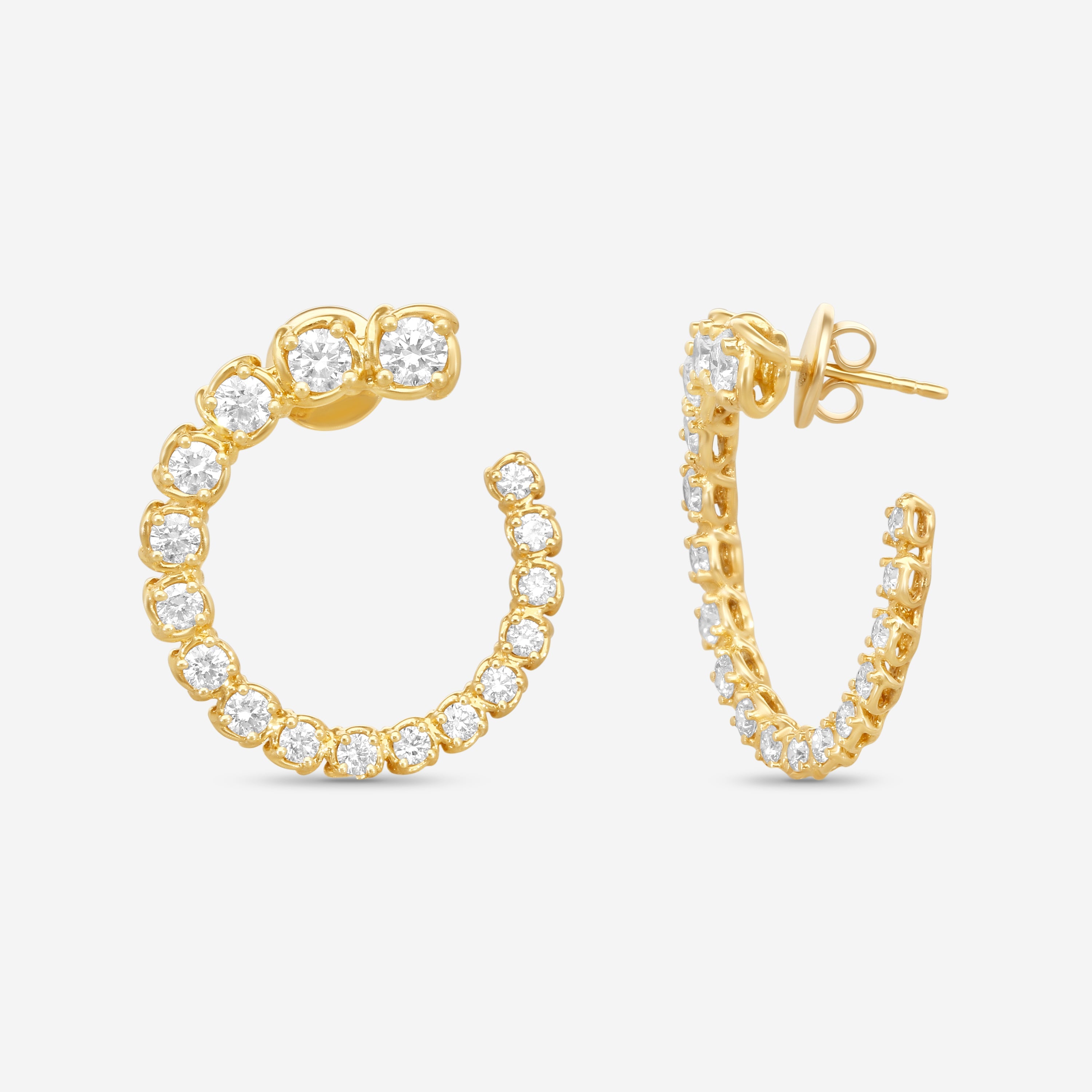 Ina Mar 18K Yellow Gold 3.58 ctw. Round Diamond Hoop Earrings AER11087DM-YQJ00 — view 3