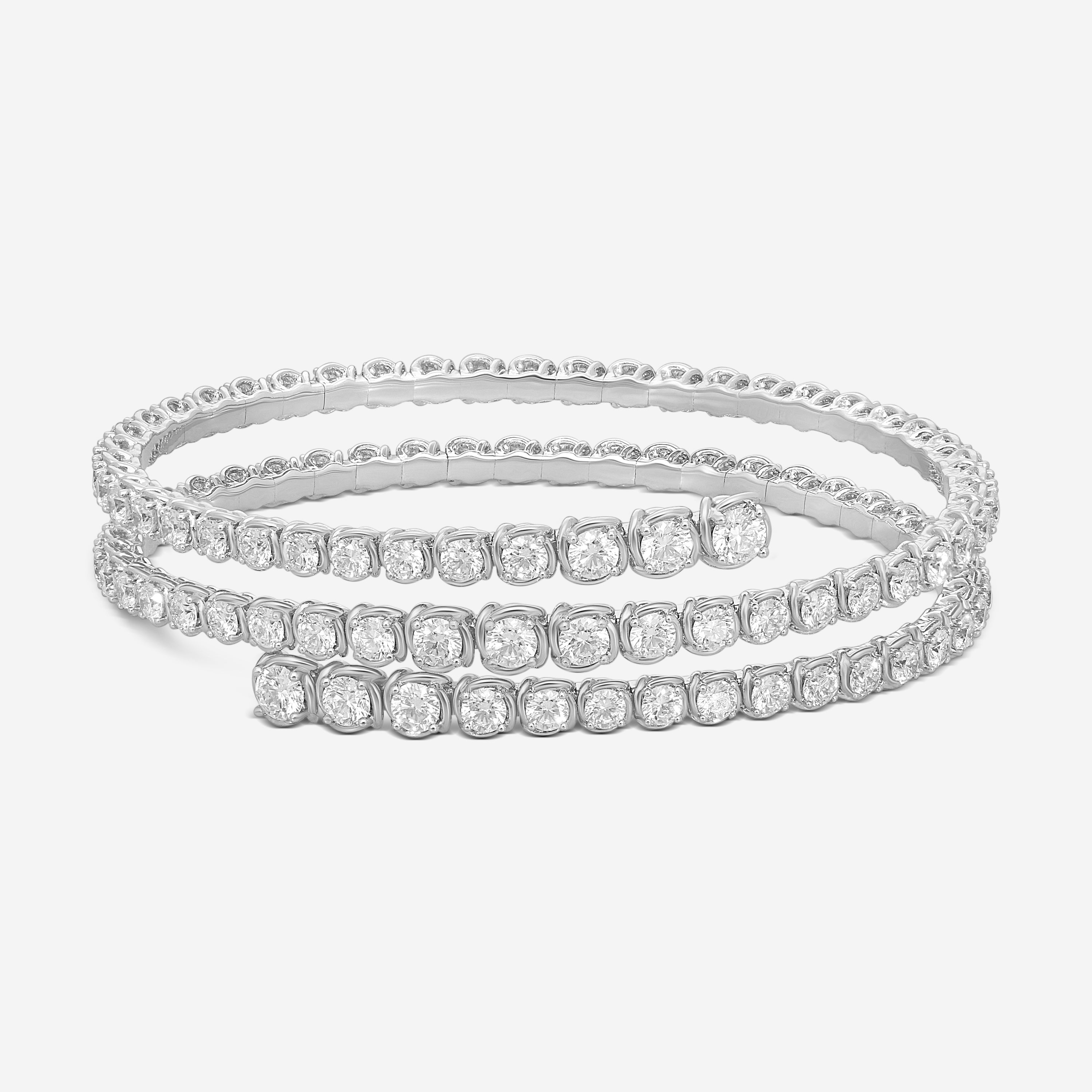 Ina Mar 18K White Gold 16.18 ctw. Round  Diamond Bangle Bracelet ABG40145IA-WQI070