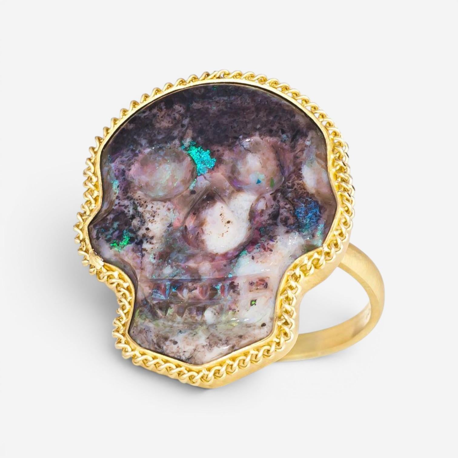 Amáli One of a Kind 18K Yellow Gold Andamooka Opal Statement Ring Sz. 7 R-2282