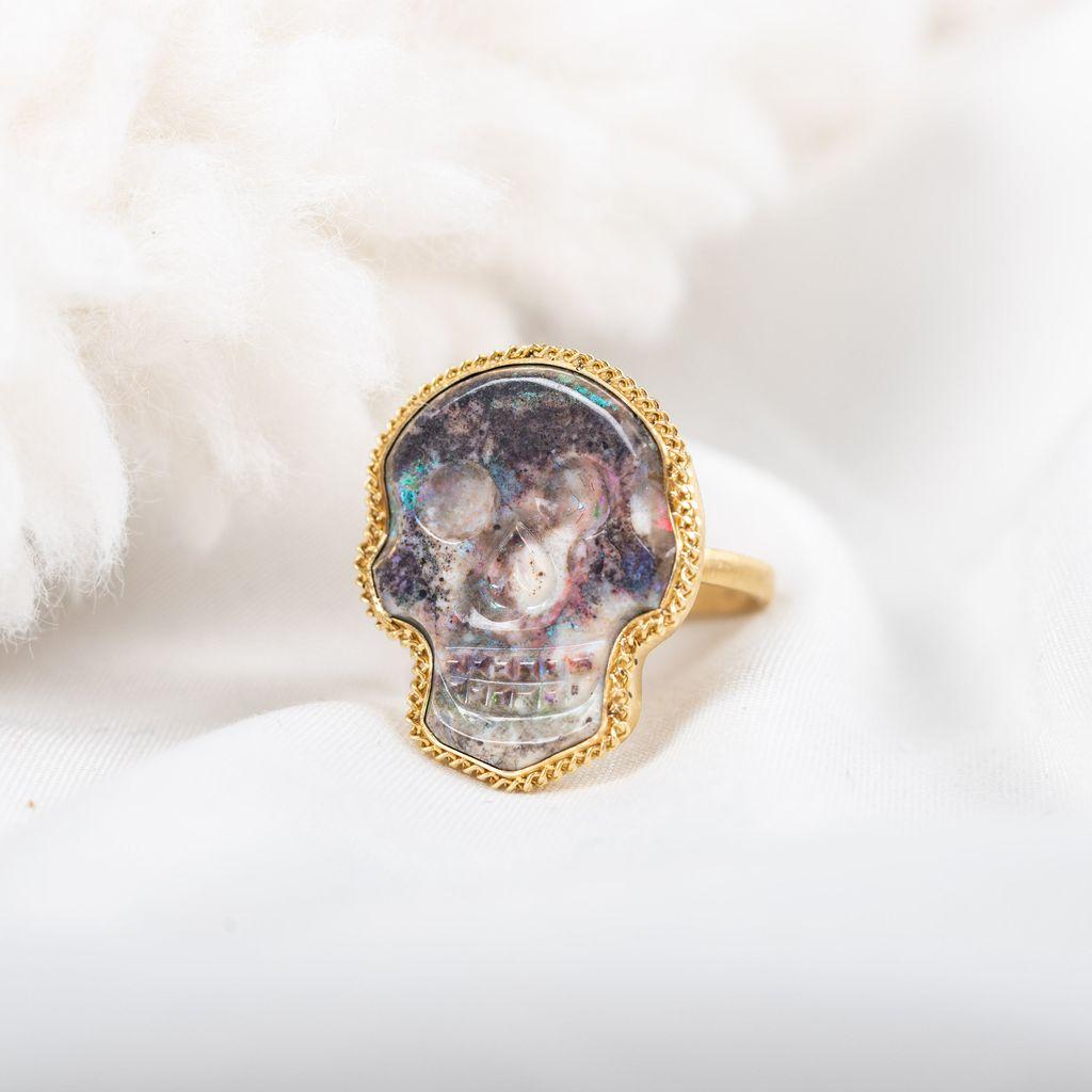Amáli One of a Kind 18K Yellow Gold Andamooka Opal Statement Ring Sz. 7 R-2282 — view 2