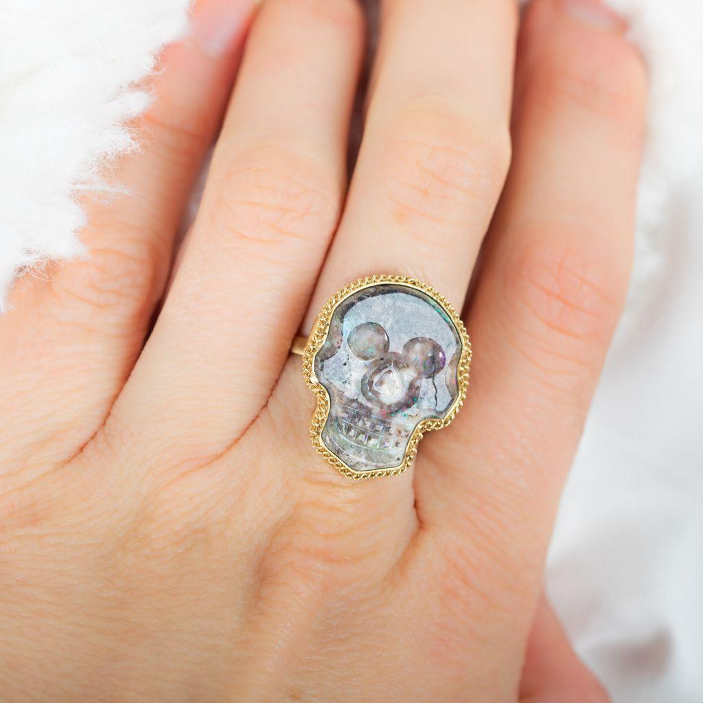 Amáli One of a Kind 18K Yellow Gold Andamooka Opal Statement Ring Sz. 7 R-2282 — view 3