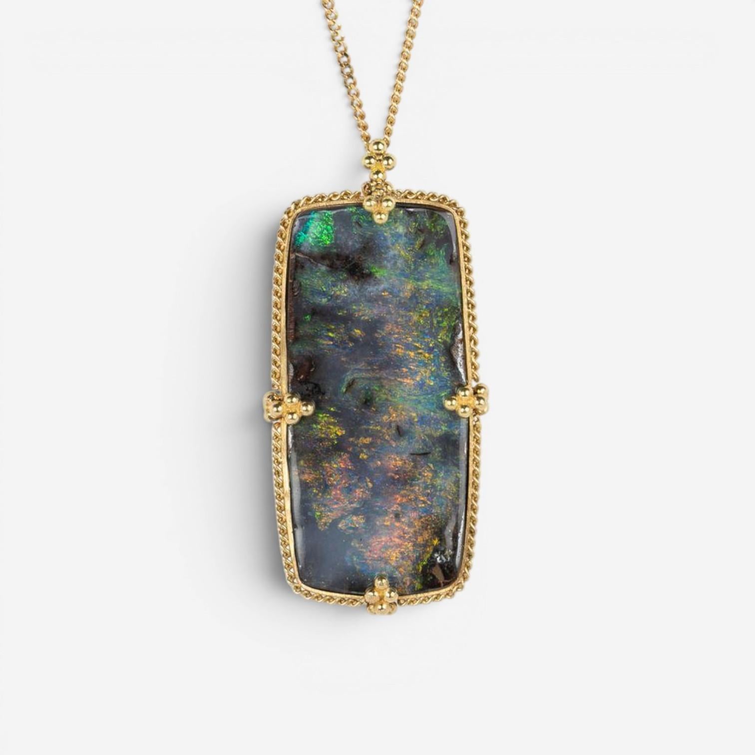 Amáli One of a Kind 18K Yellow Gold Boulder Opal Pendant Necklace N-3142-BOP