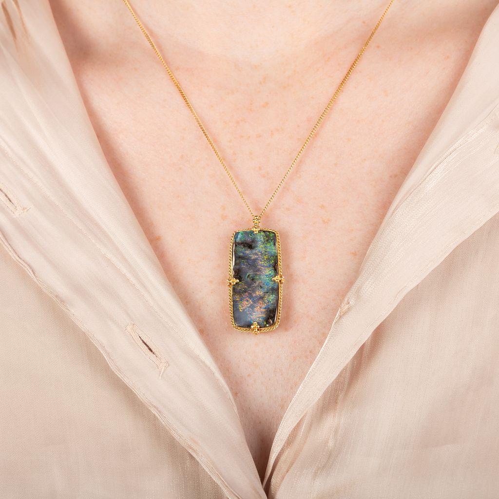 Amáli One of a Kind 18K Yellow Gold Boulder Opal Pendant Necklace N-3142-BOP — view 2