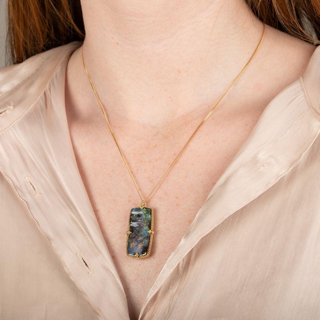 Amáli One of a Kind 18K Yellow Gold Boulder Opal Pendant Necklace N-3142-BOP — view 3
