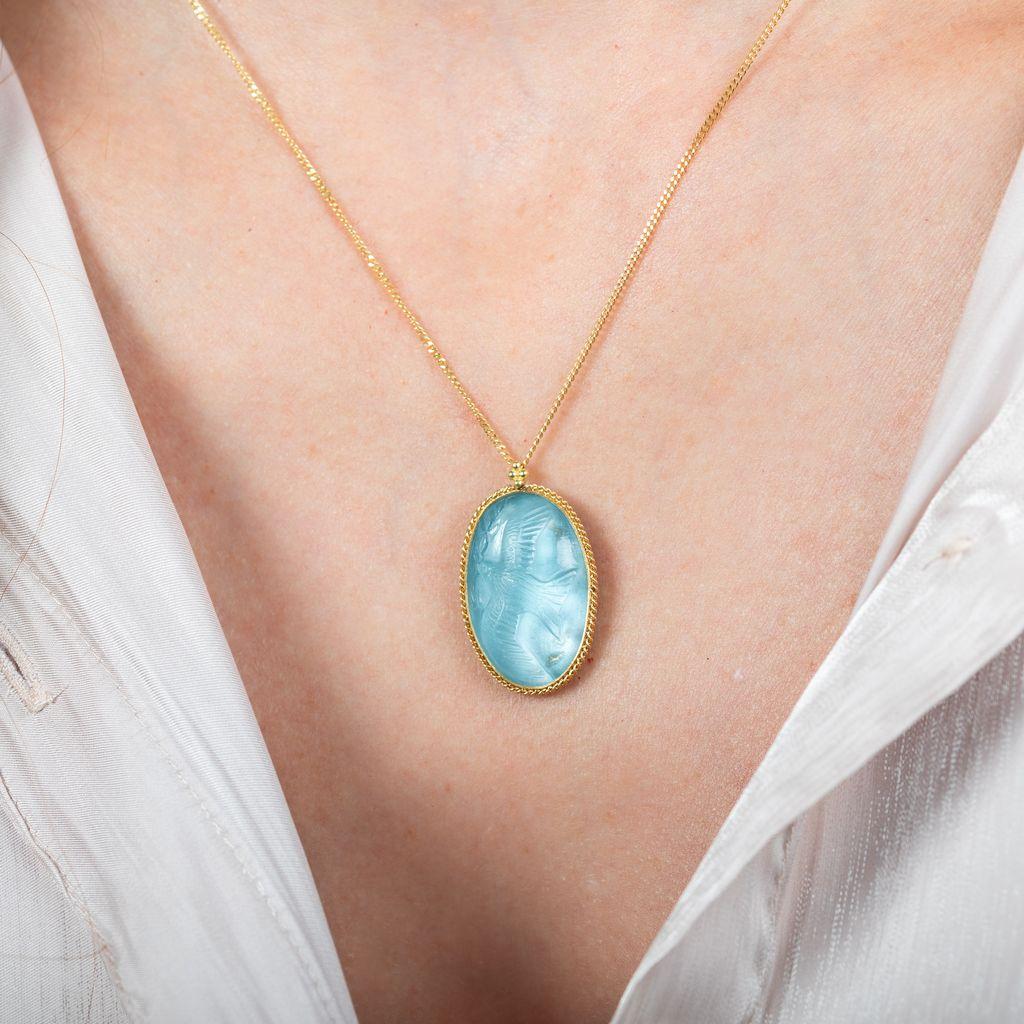 Amáli One of a Kind 18K Yellow Gold Aquamarine Pendant Necklace N-3547-AQ — view 2