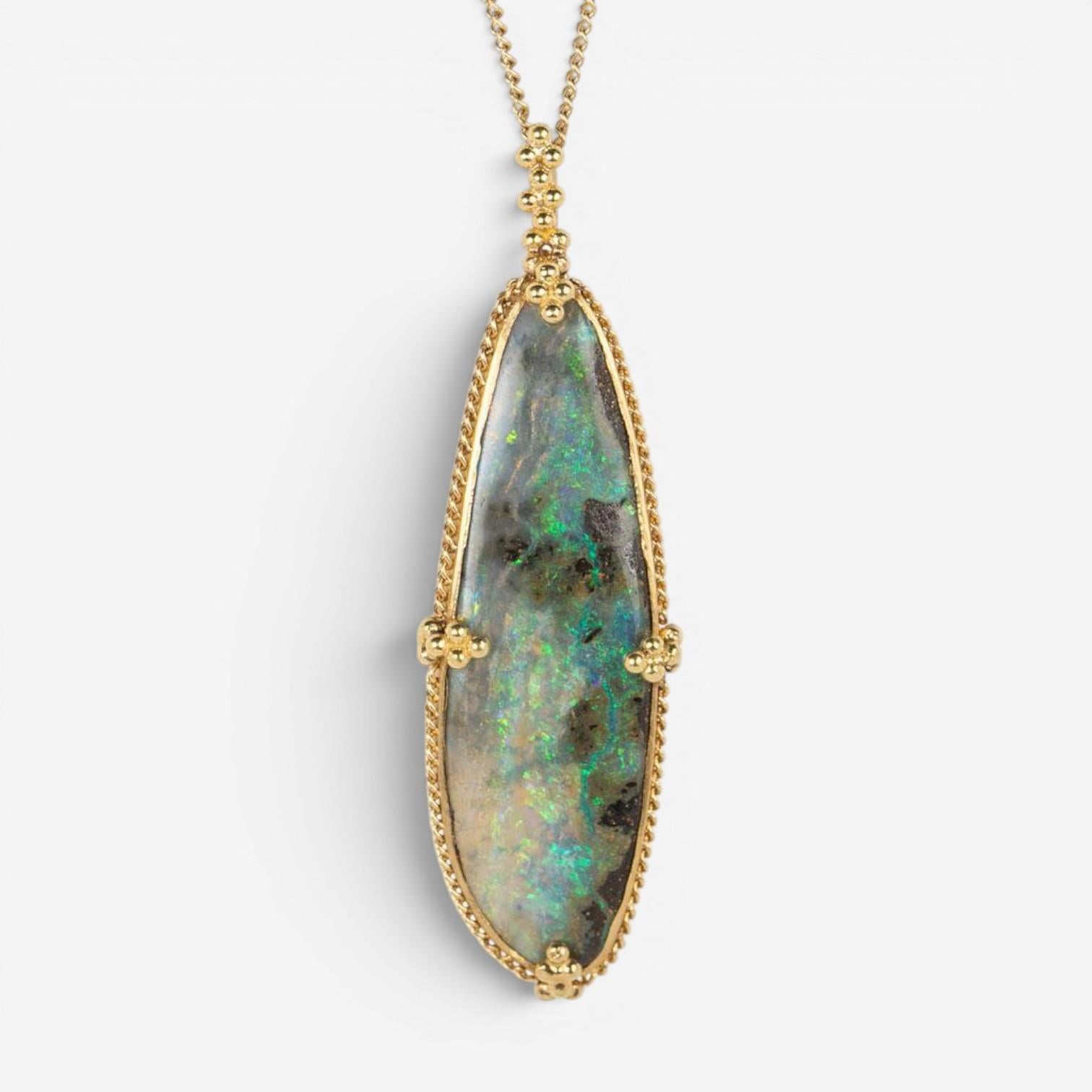 Amáli One of a Kind 18K Yellow Gold Boulder Opal Pendant Necklace N-2409-BOP