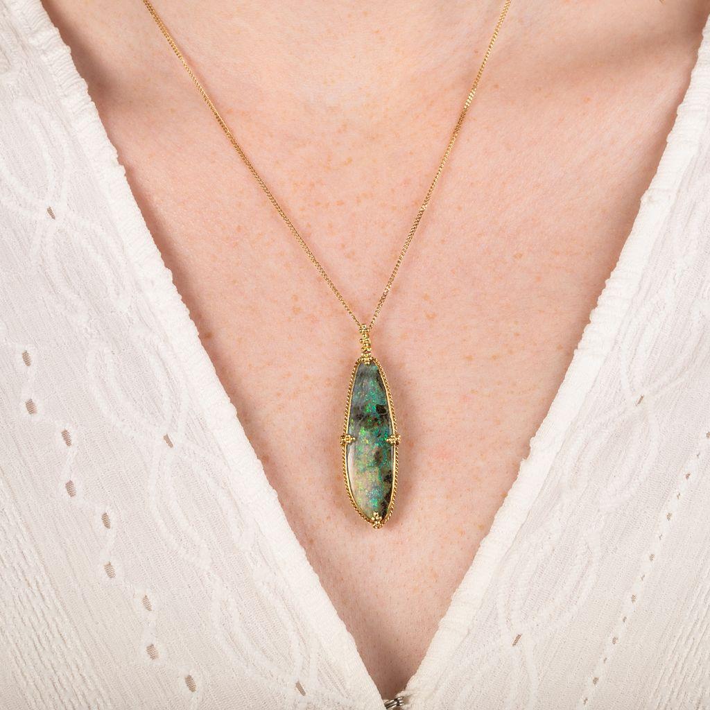 Amáli One of a Kind 18K Yellow Gold Boulder Opal Pendant Necklace N-2409-BOP — view 2