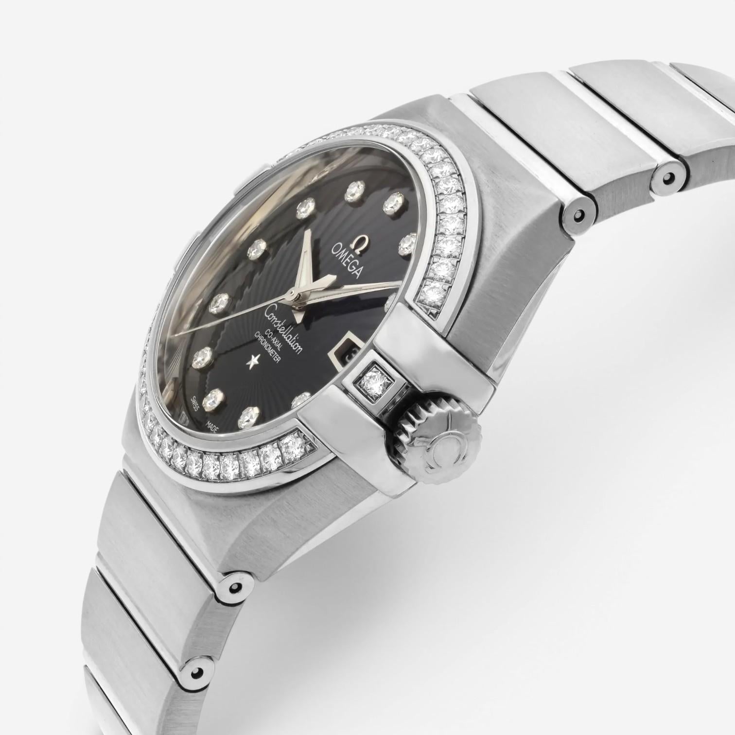 Omega Constellation 18K White Gold Diamond Automatic Ladies Watch 123.55.31.20.5 — view 2